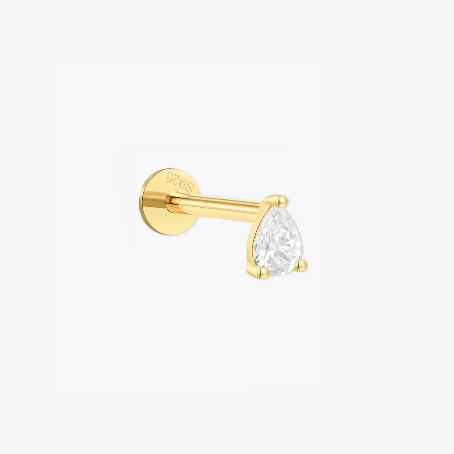 Crystal Teardrop Flat Back Studs In Gold