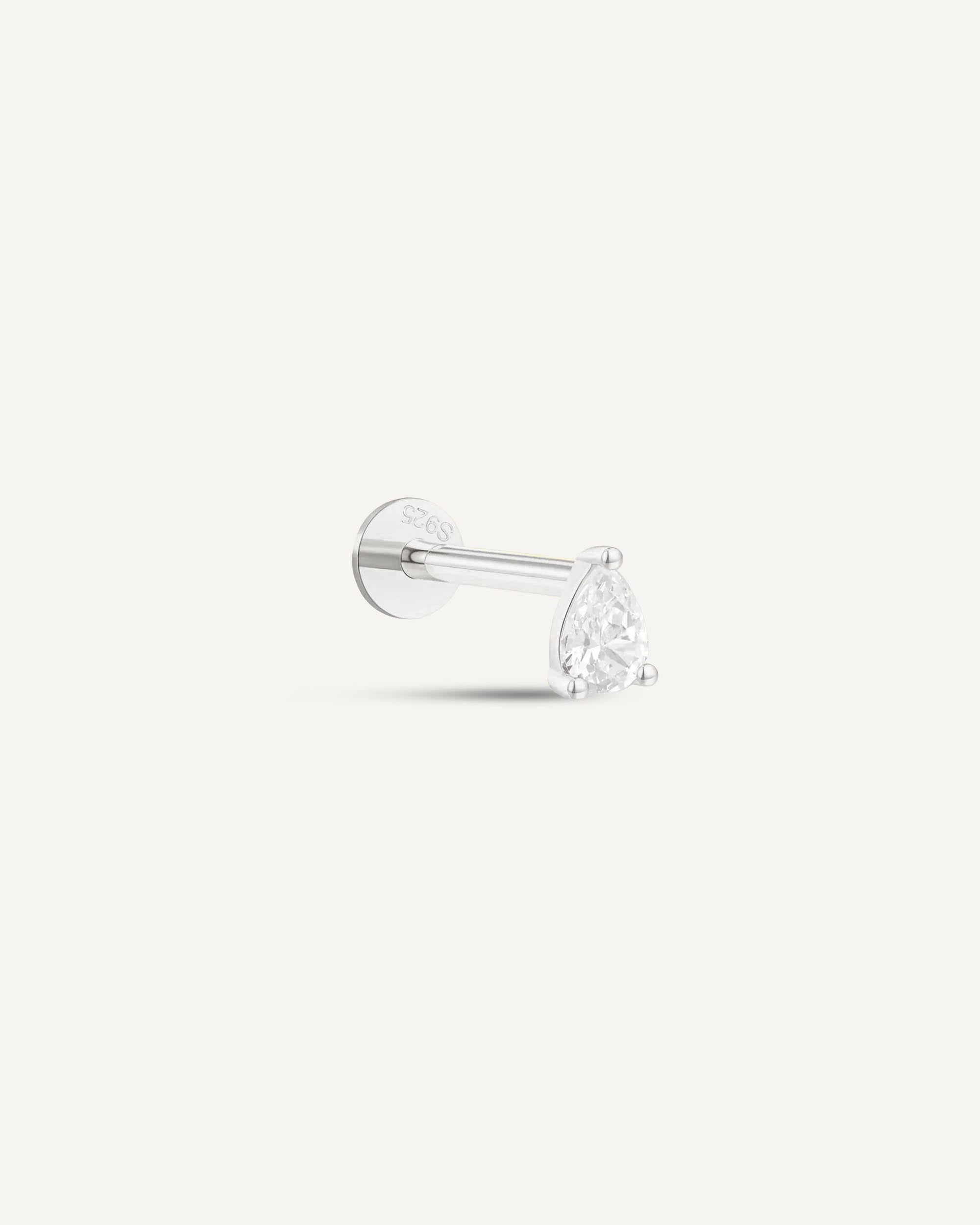 CZ Teardrop Flat Back Studs In Silver