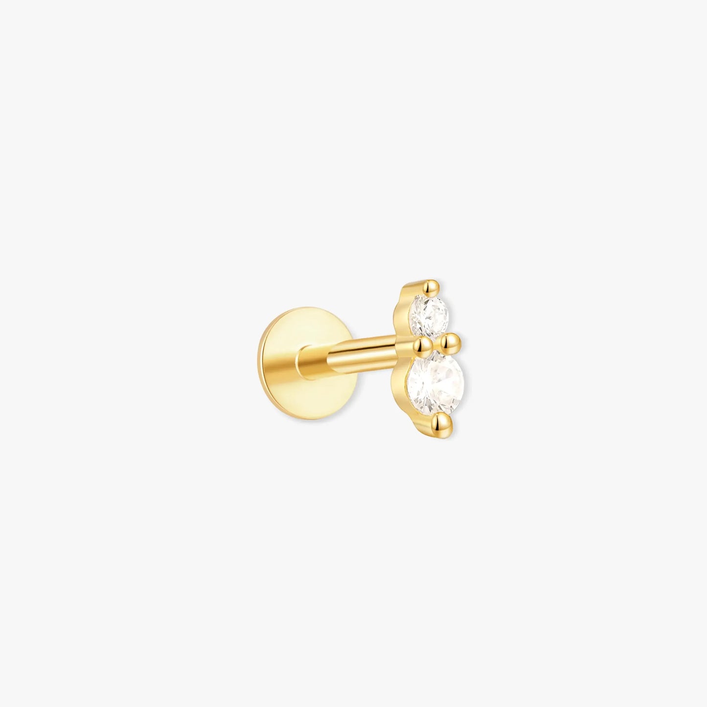 Duo Crystal Flat Back Studs In Gold