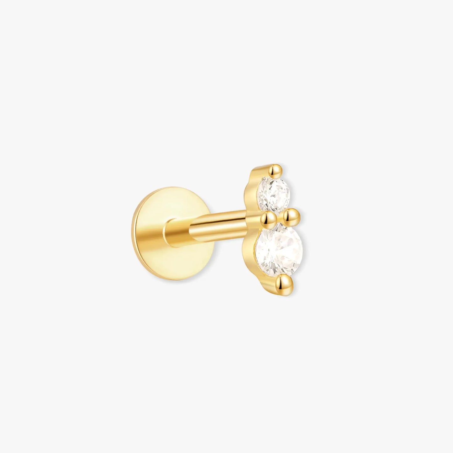 Duo Crystal Flat Back Studs In Gold