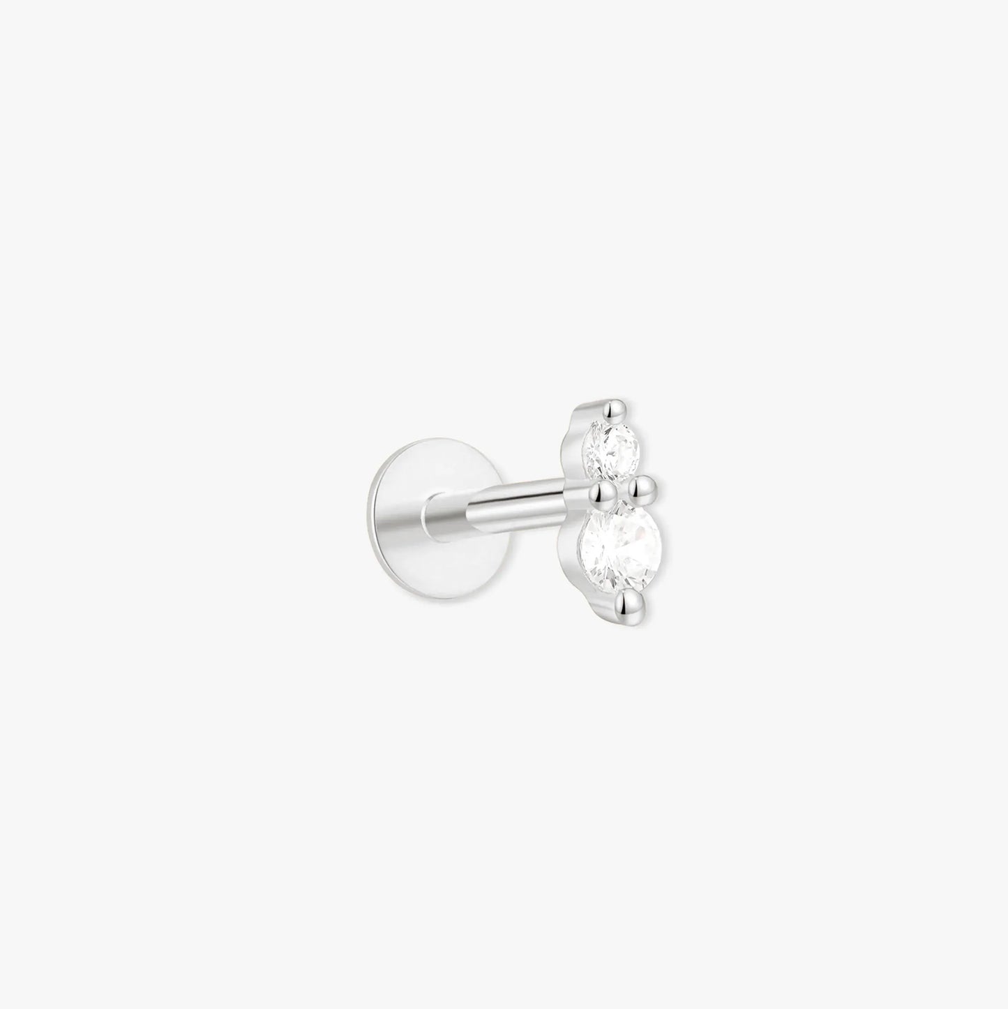Duo Crystal Flat Back Studs In Silver