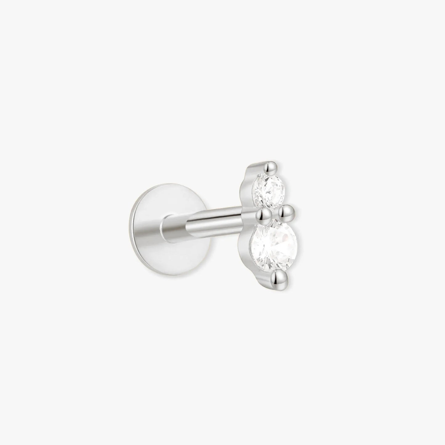 Duo Crystal Flat Back Studs In Silver