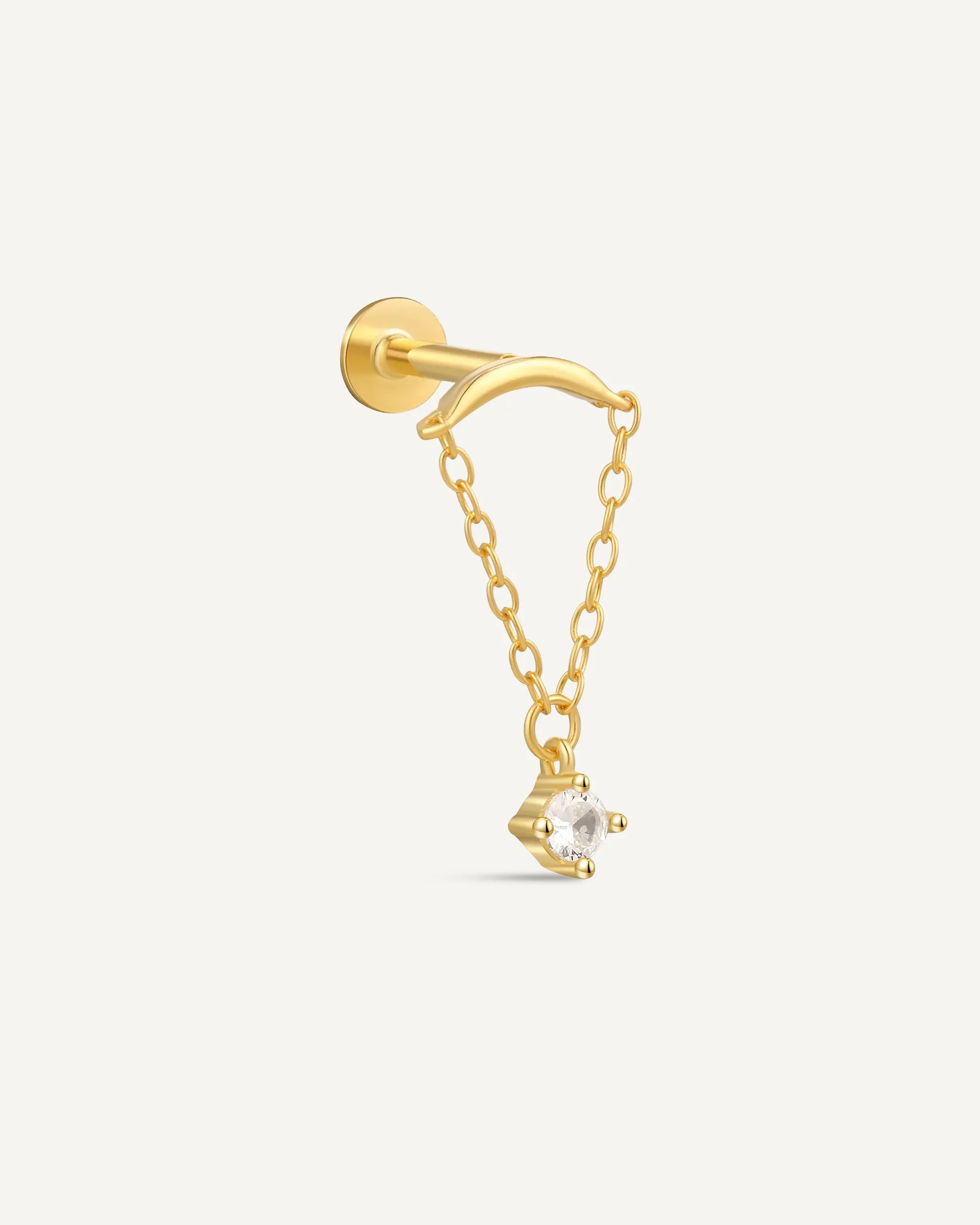 Cascade Chain Flat Back Stud in Gold