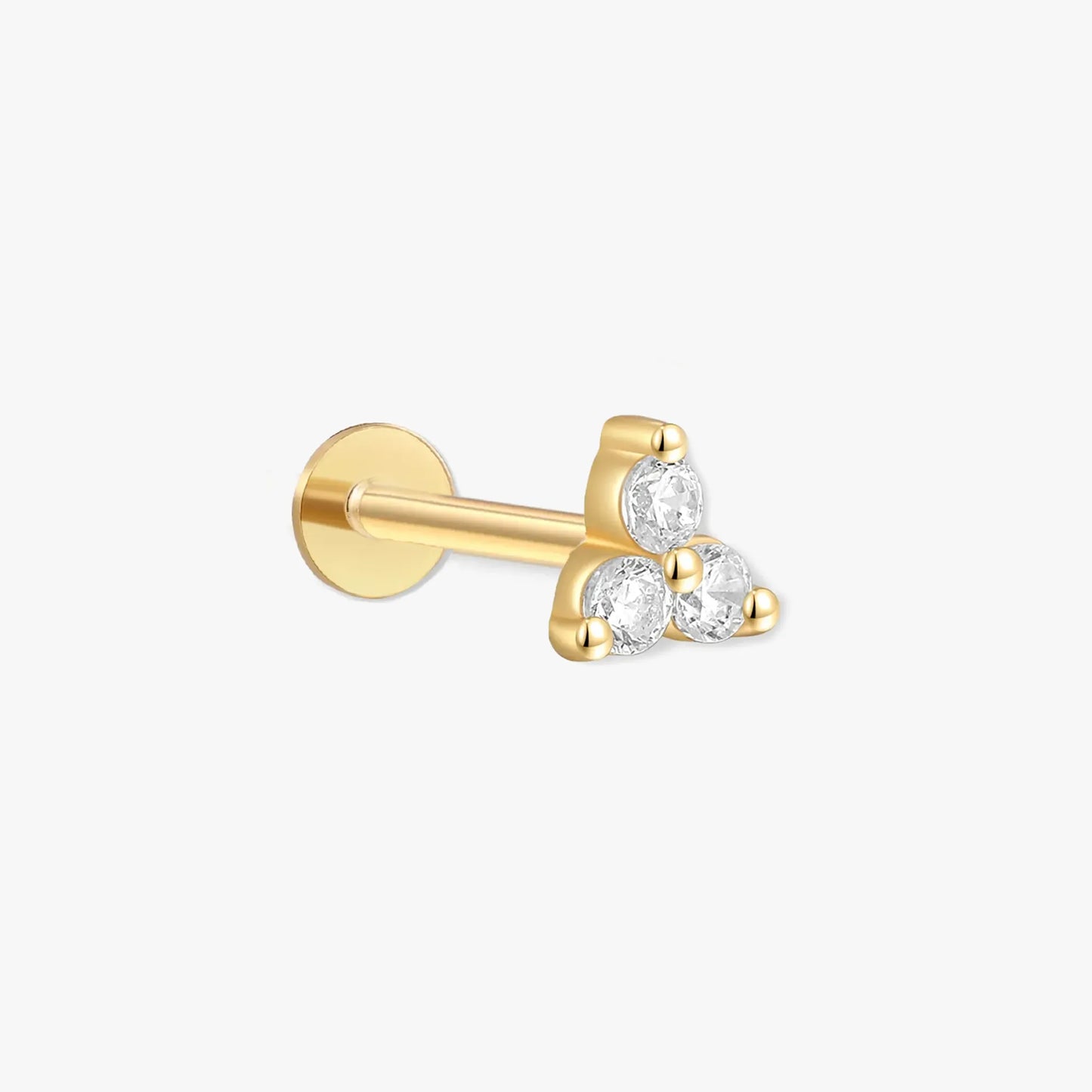 Triple Crystal Flat Back Studs In Gold