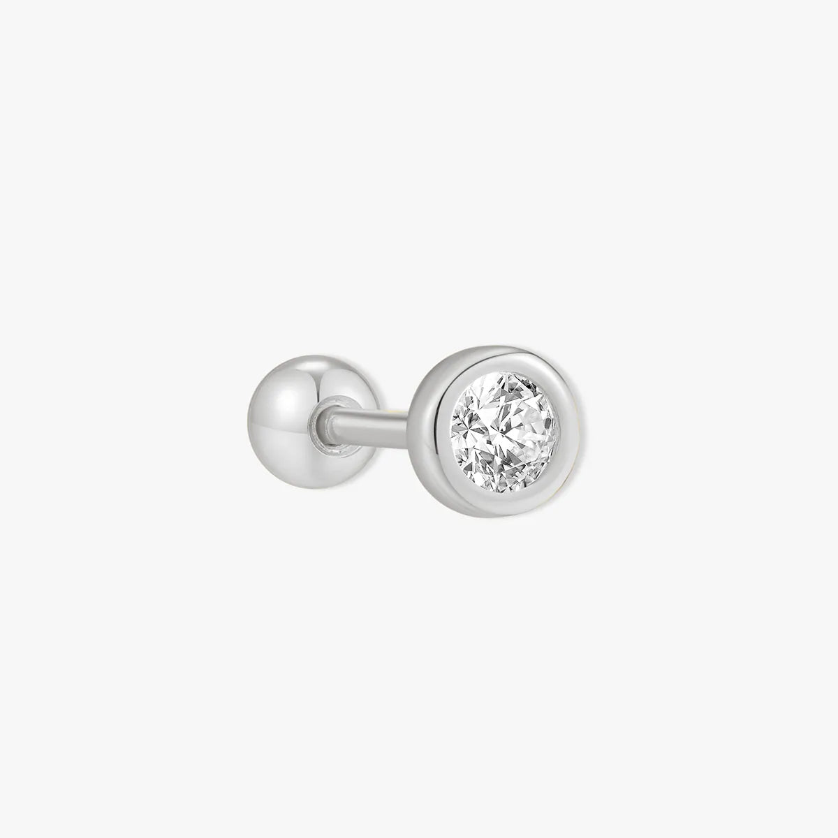 Bezel Solitaire Barbell Studs In Silver