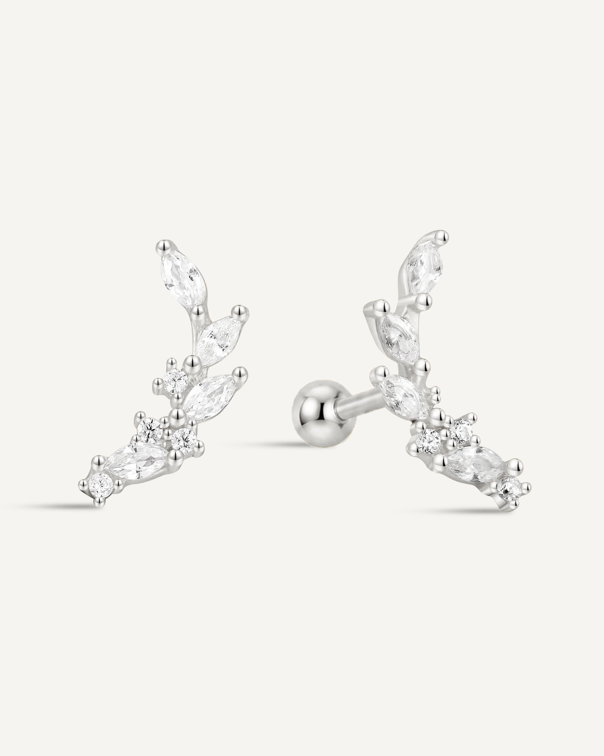 Marquise Barbell Climber Studs In Silver