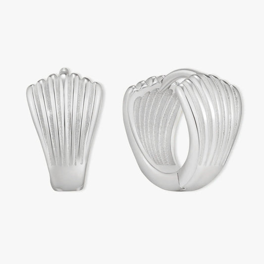 Shell Huggie Hoops In Silver | LÉA Jewels