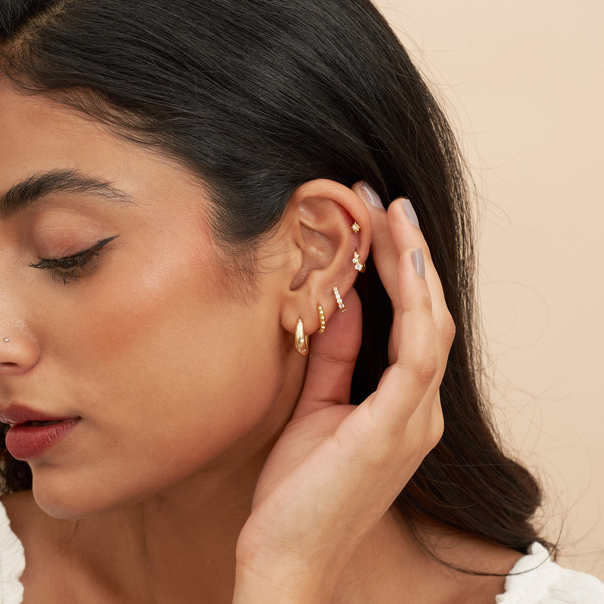 Starburst Helix Barbell Stud In Gold