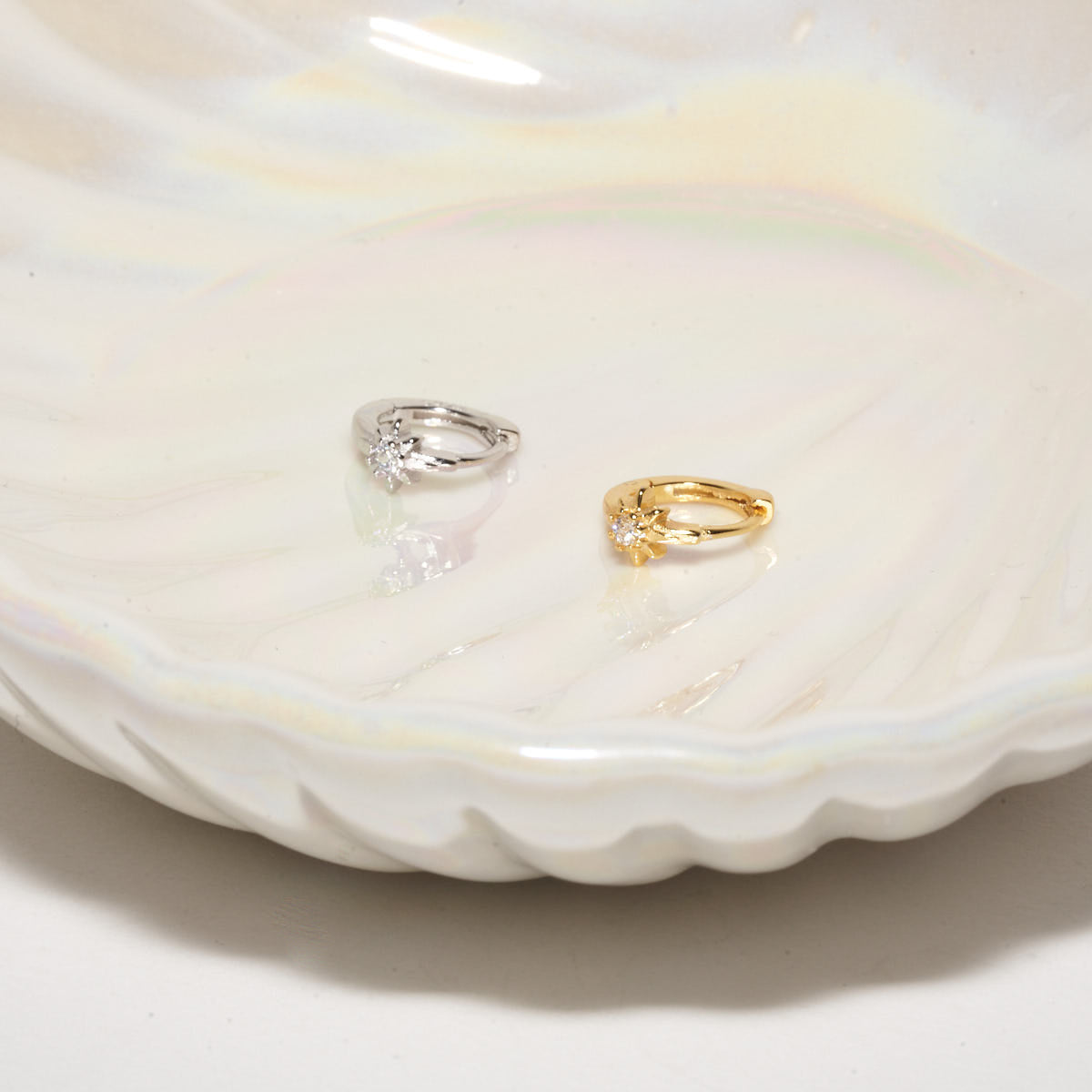 Starburst Helix Hoop In Silver