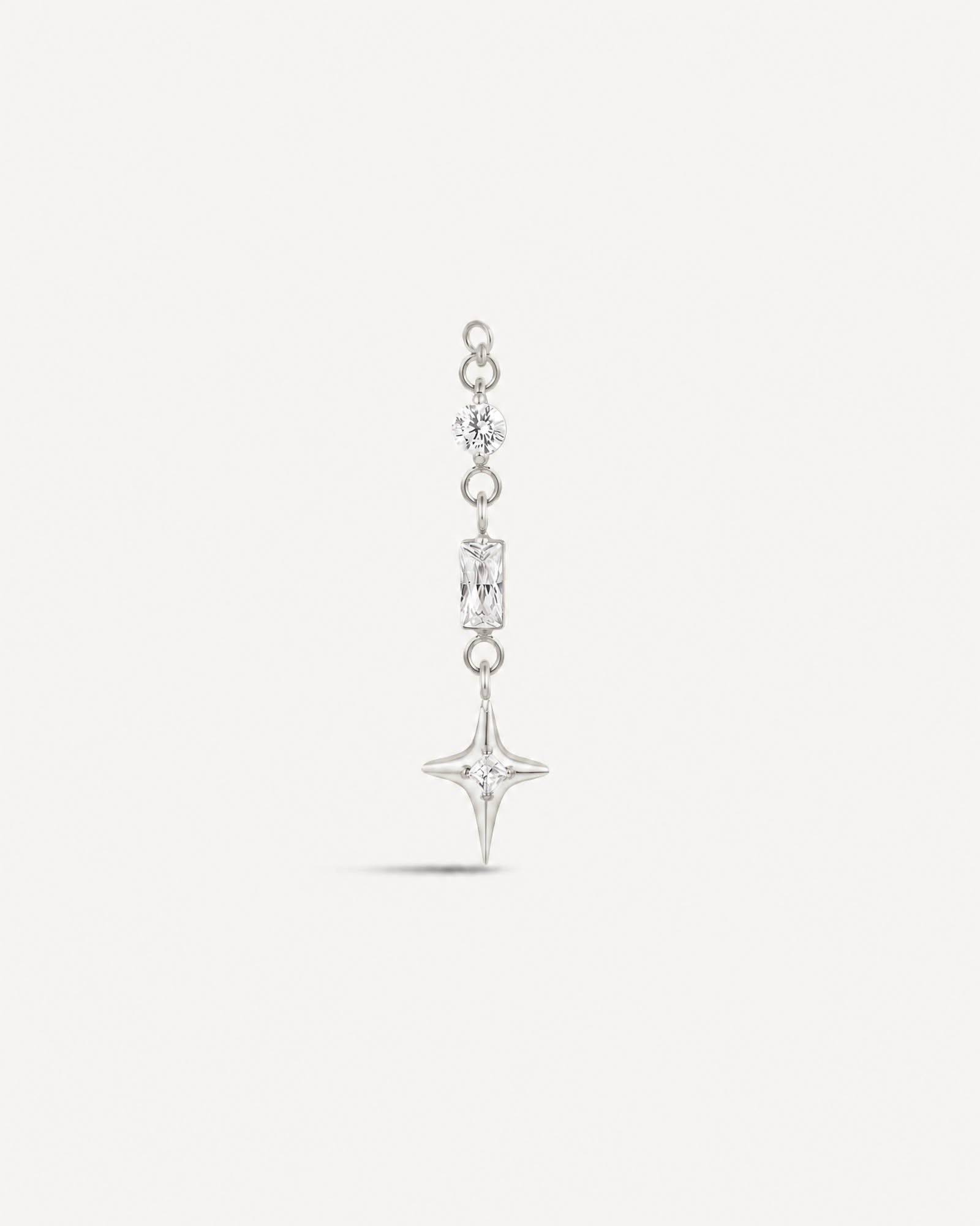 Titanium Celestial Crystal Chain Charm In Silver