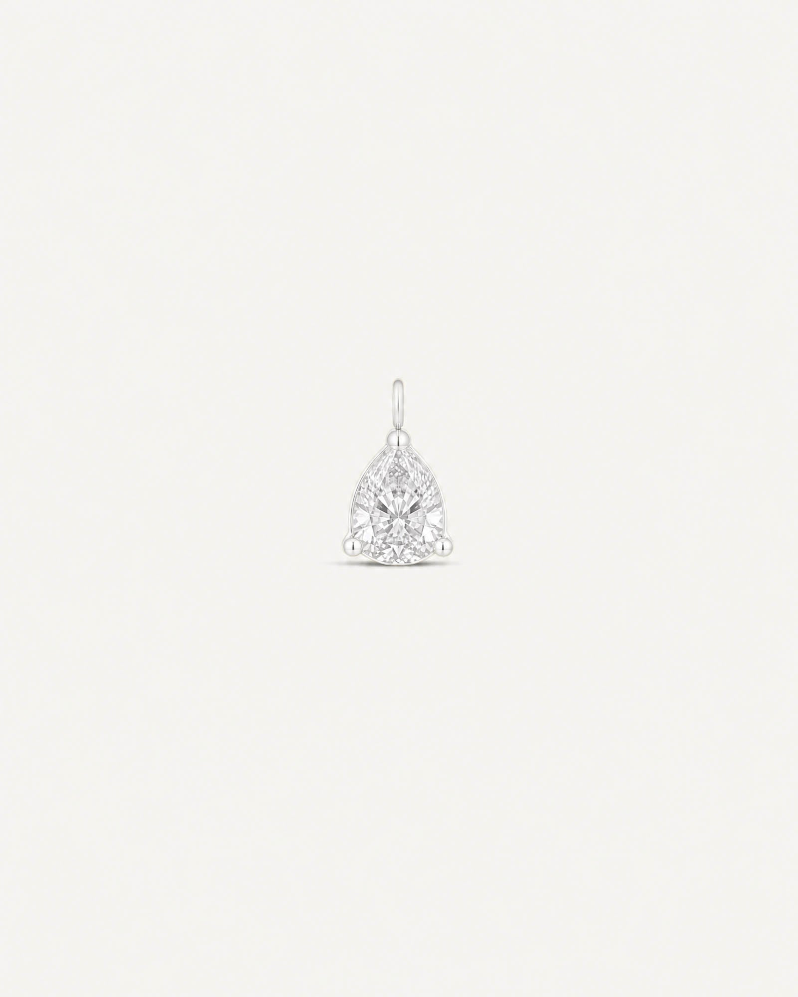 Titanium Teardrop Crystal Charm In Silver