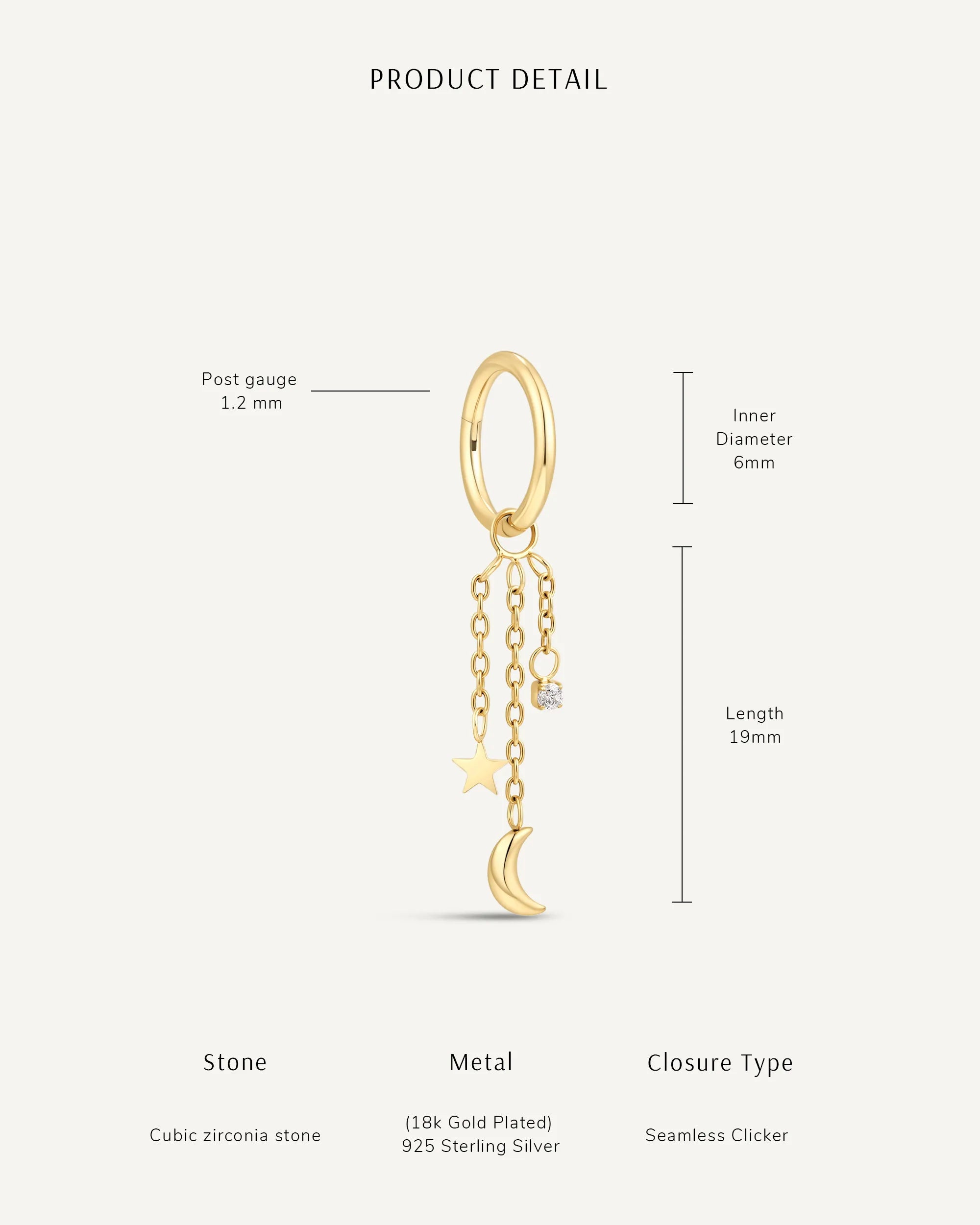 Cosmic Helix Dangle Titanium Clicker In Gold