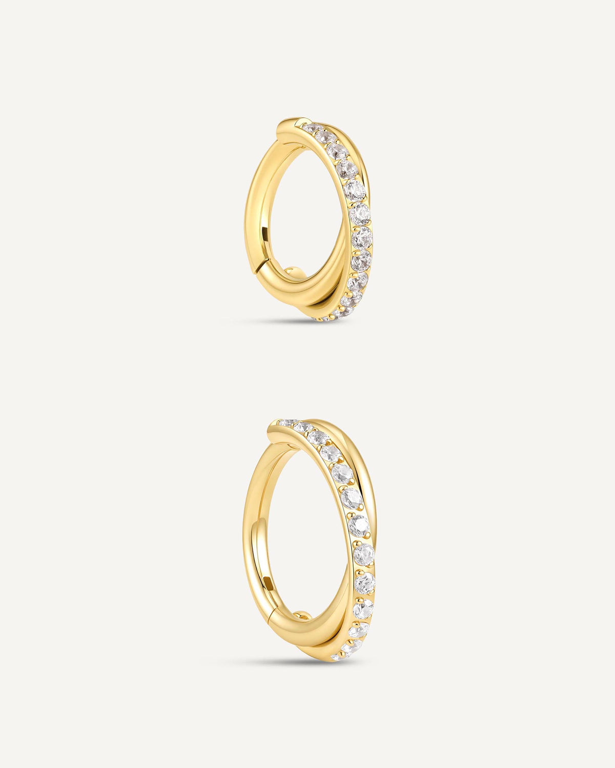 Titanium CZ Crossover Paved Helix Clicker In Gold