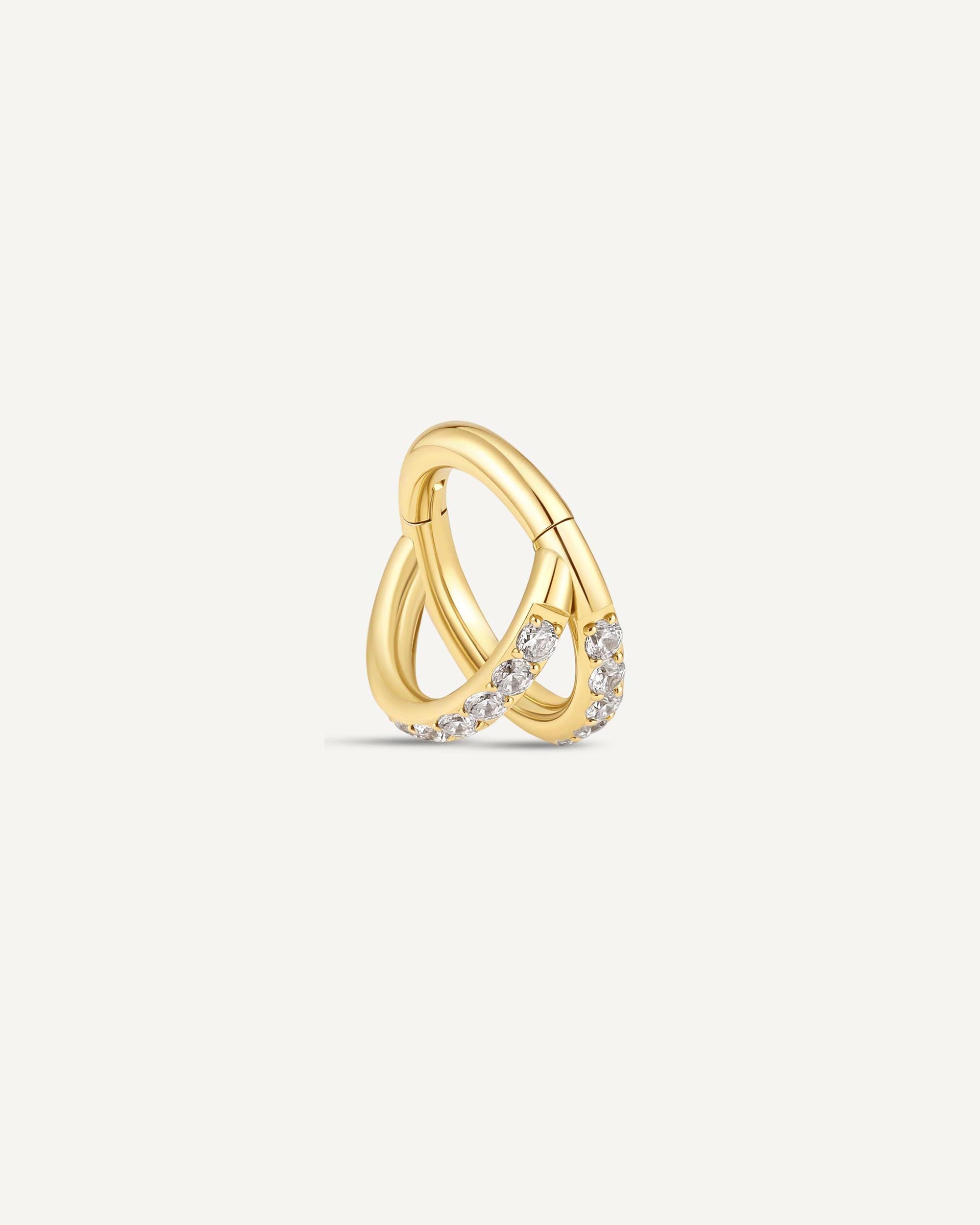 Titanium CZ Paved Double Illusion Clicker In Gold