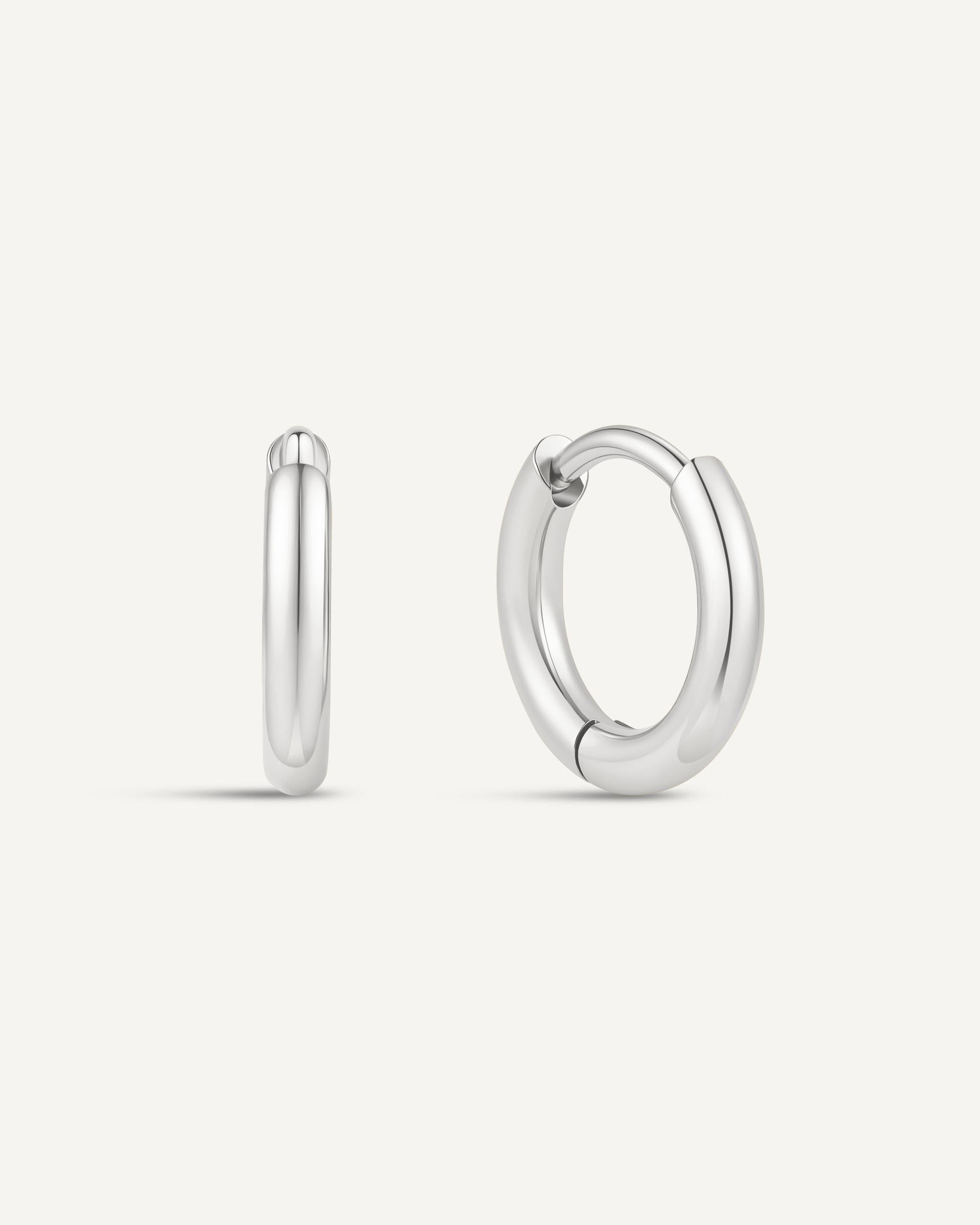 Titanium Essential Huggie Hoops In Silver