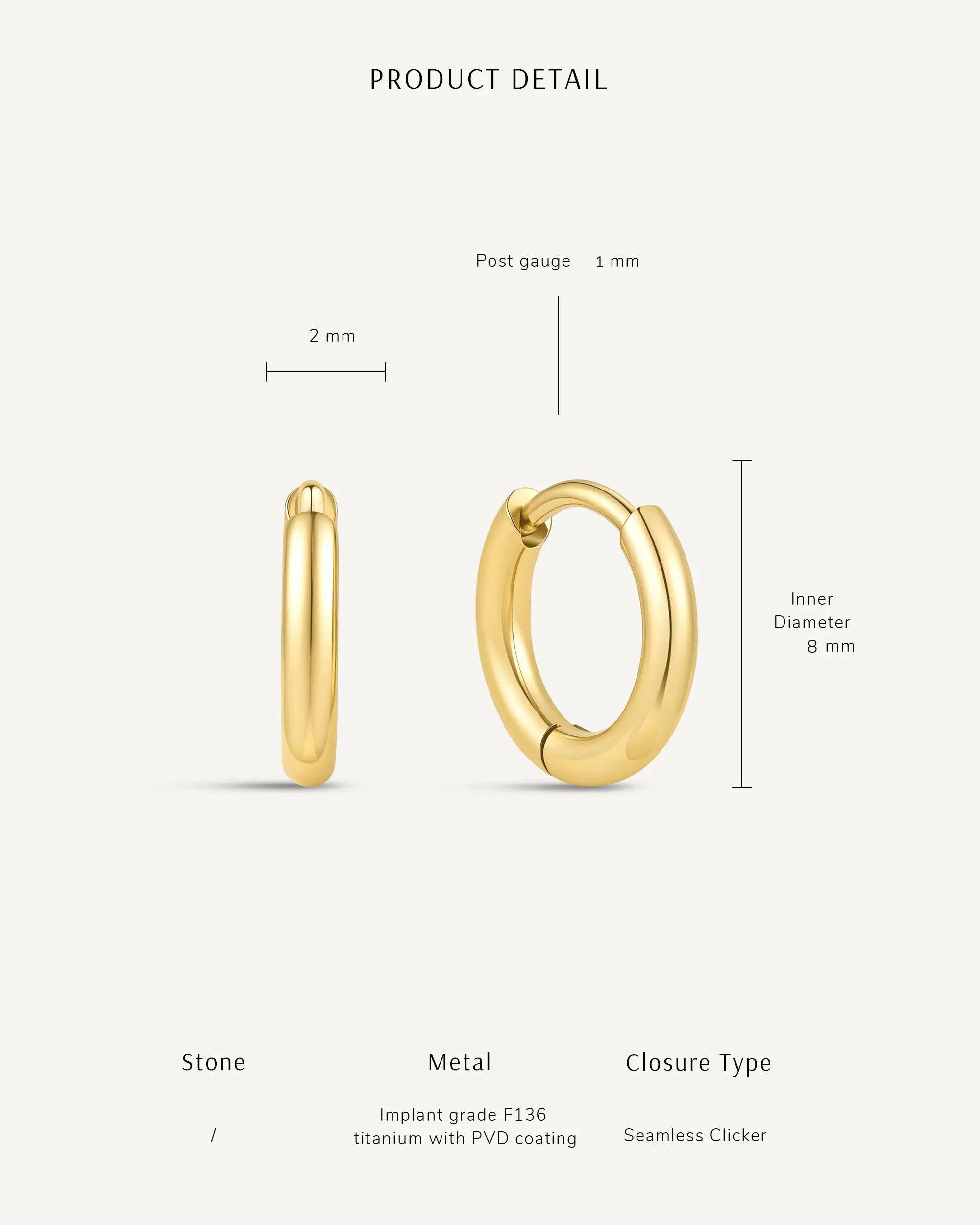 Titanium Essential Huggie Hoops In Gold