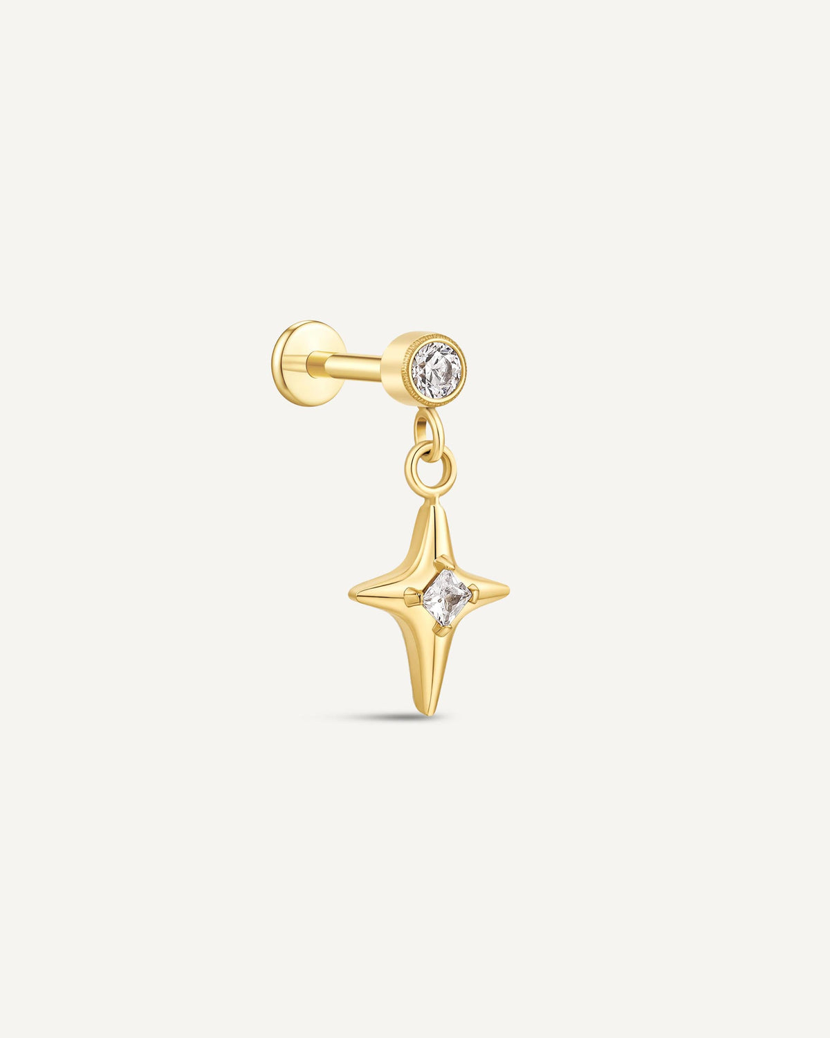North Star Titanium Flat Back Studs In Gold