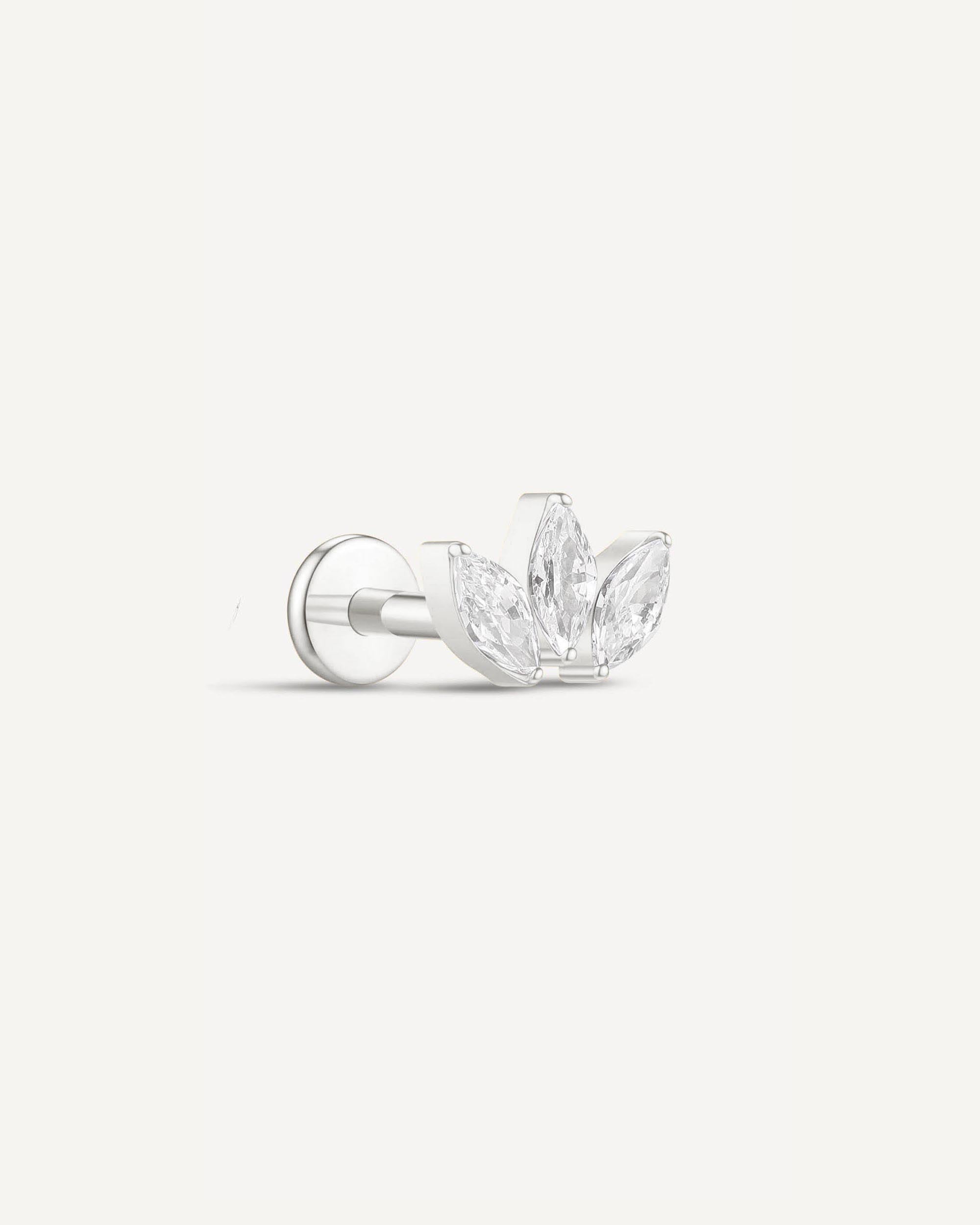 Marquise Titanium Flat Back Studs in Silver