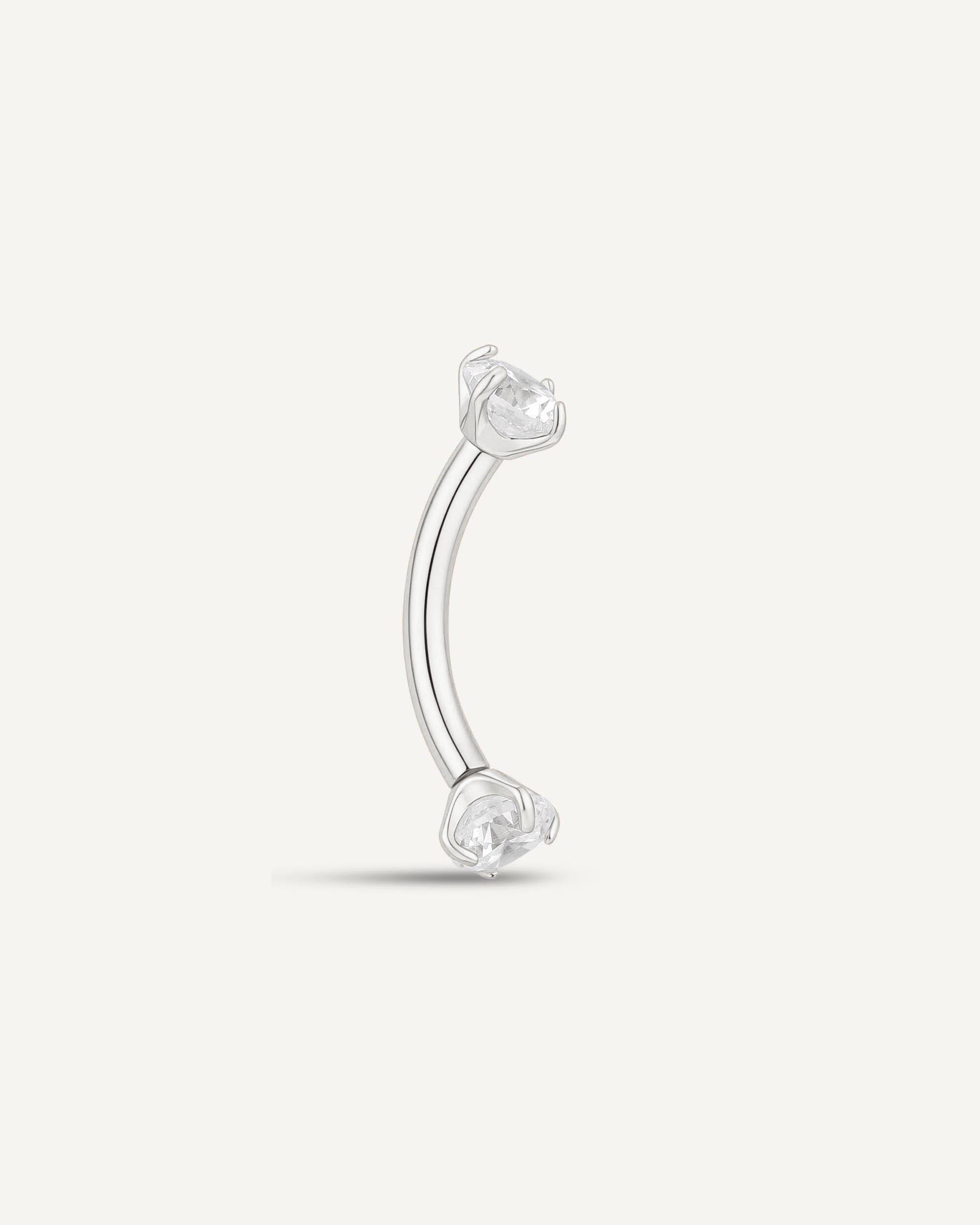Crystal Titanium Rook Piercing In Silver