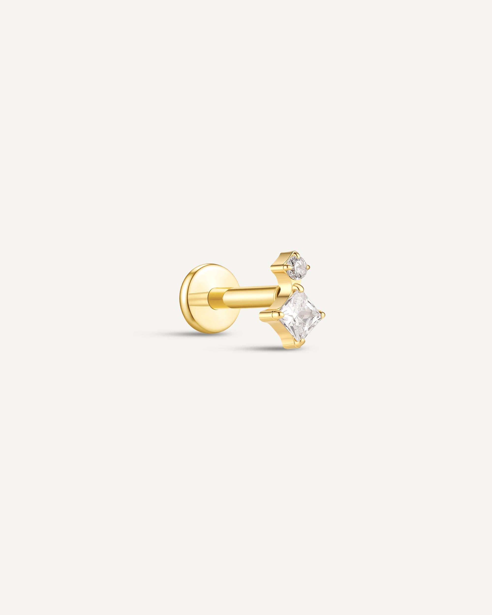 Titanium Princess Duo Flat Back Stud In Gold