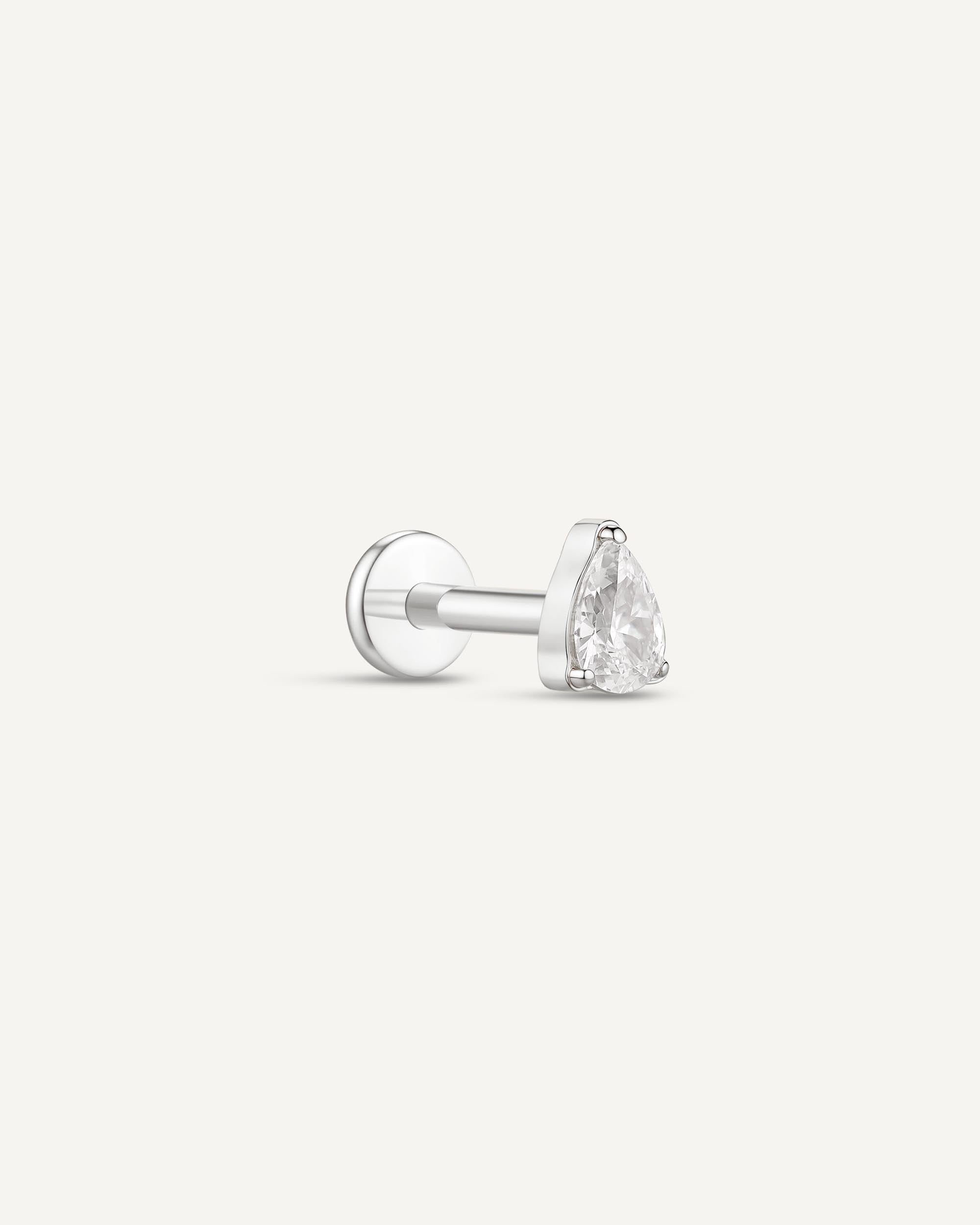 Titanium Teardrop Flat Back Stud In Silver