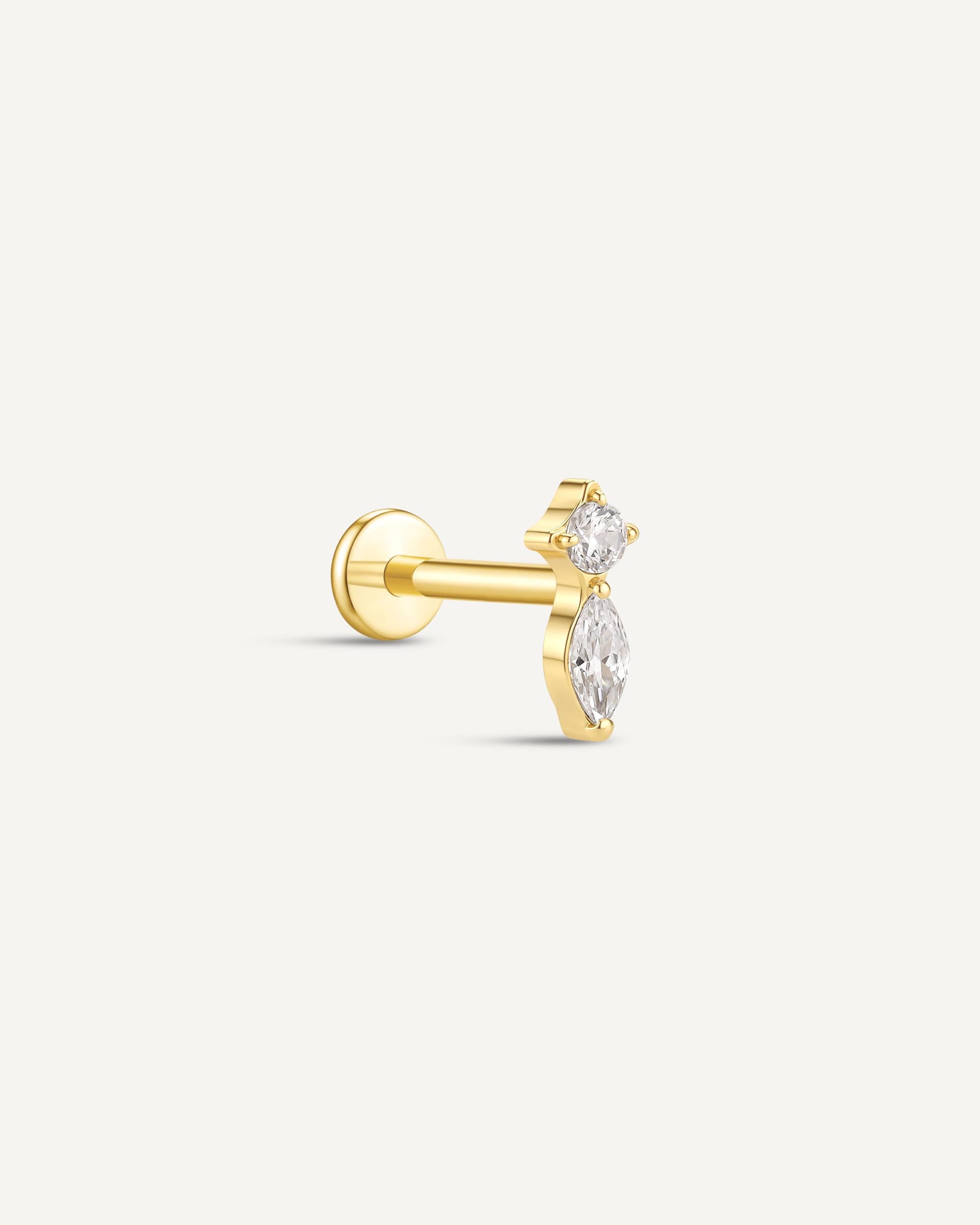 Titanium Marquise Duo Flat Back Stud In Gold