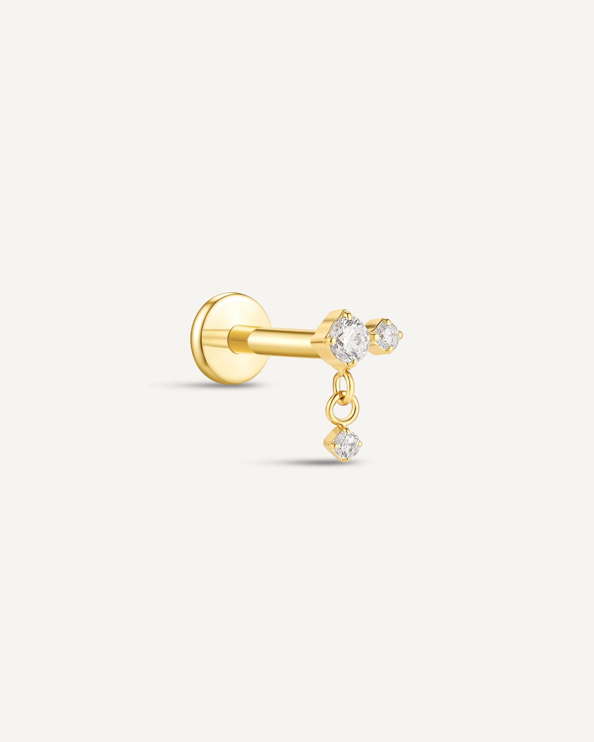 Titanium Crystal Drop Flat Back Stud In Gold