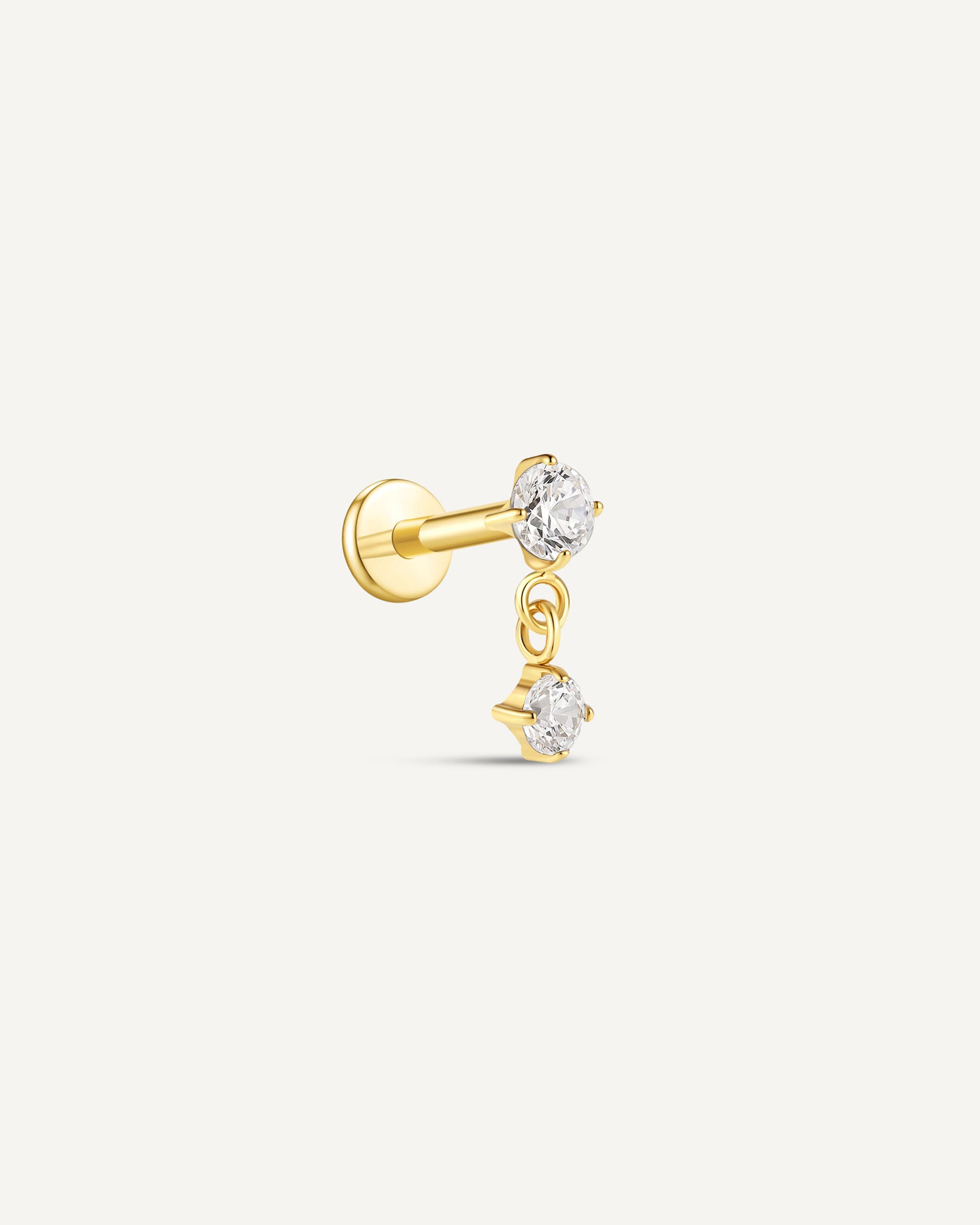 Titanium Crystal Drop Flat Back Stud In Gold