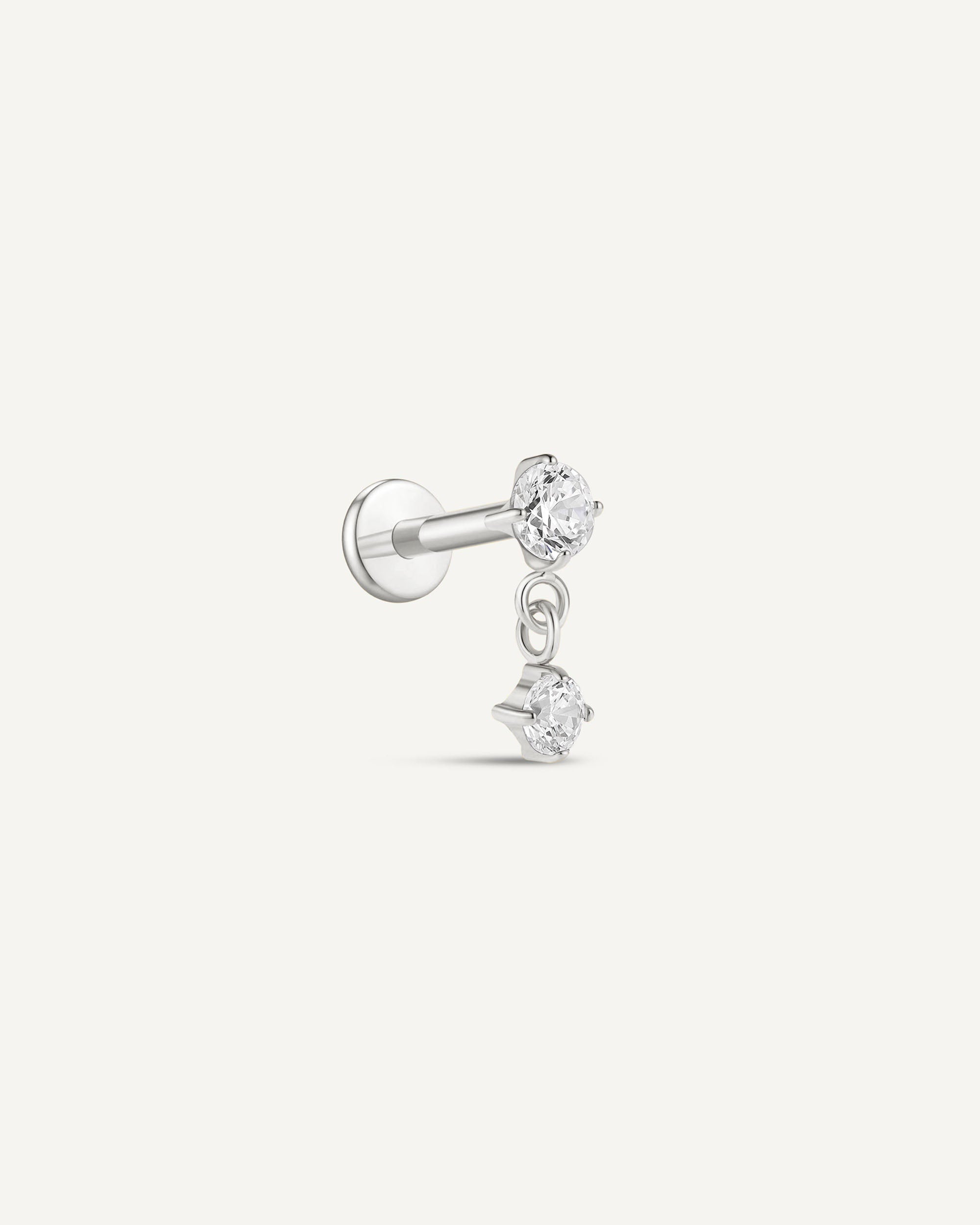 Titanium Crystal Drop Flat Back Stud In Silver