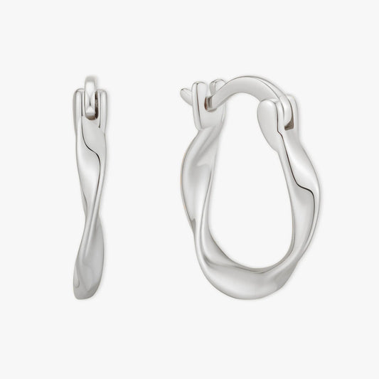 Twisted Hoop Earrings in Silver