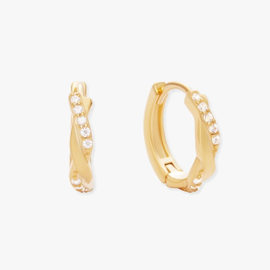 Braided Crystal Huggies In Gold - LÉA