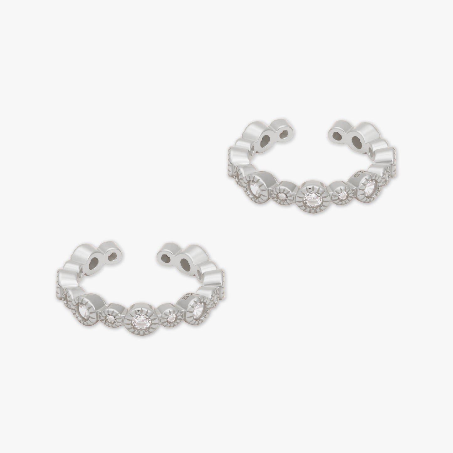 Crystal Bezel Ear Cuff In Silver