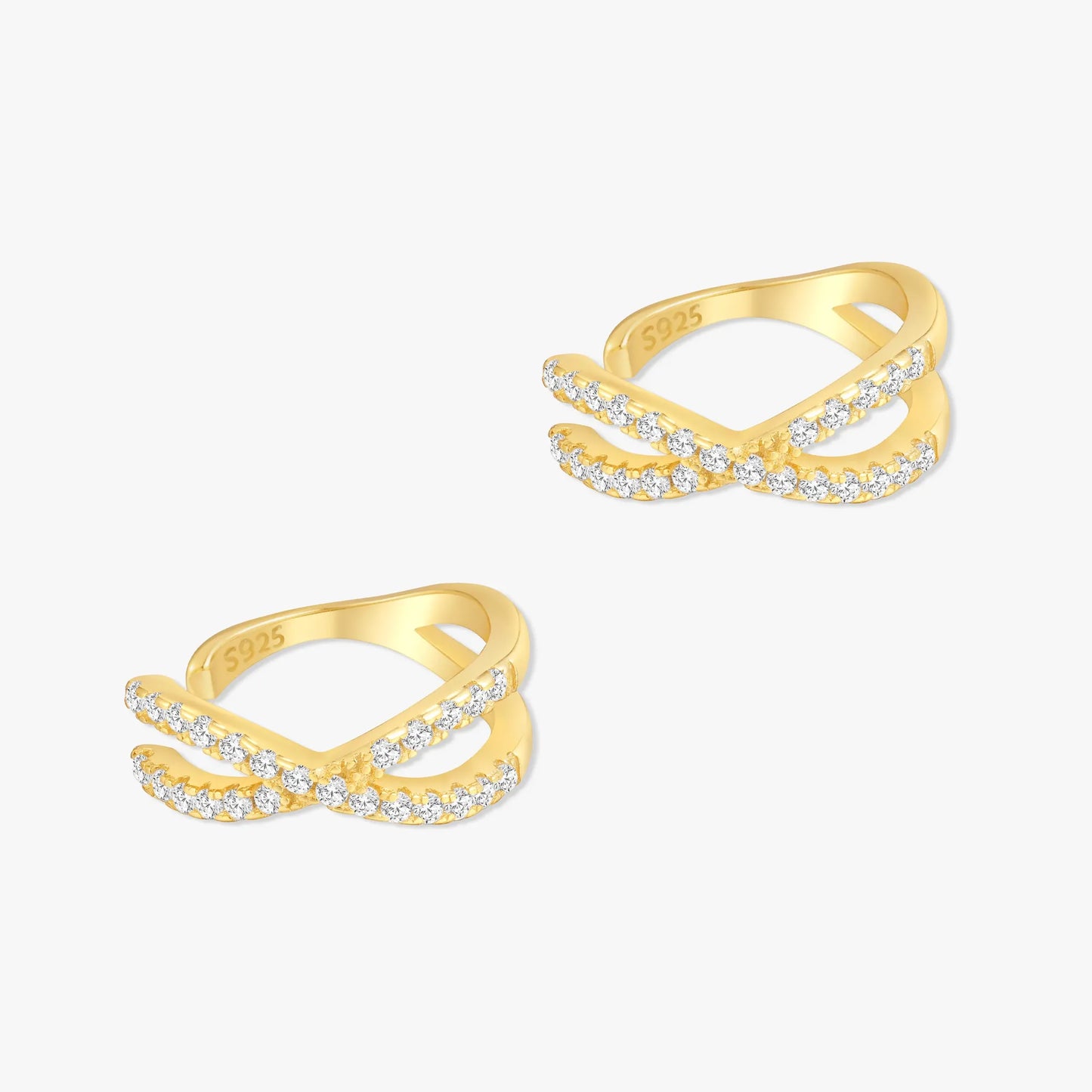 Paved Double Cross Ear Cuff In Gold