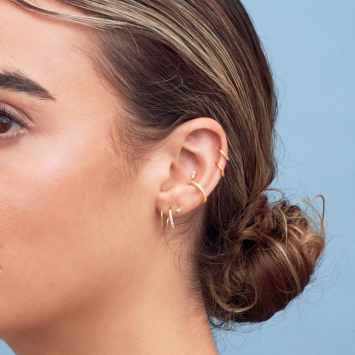 Celeste Double Hoop Earrings In Gold | LÉA Jewels