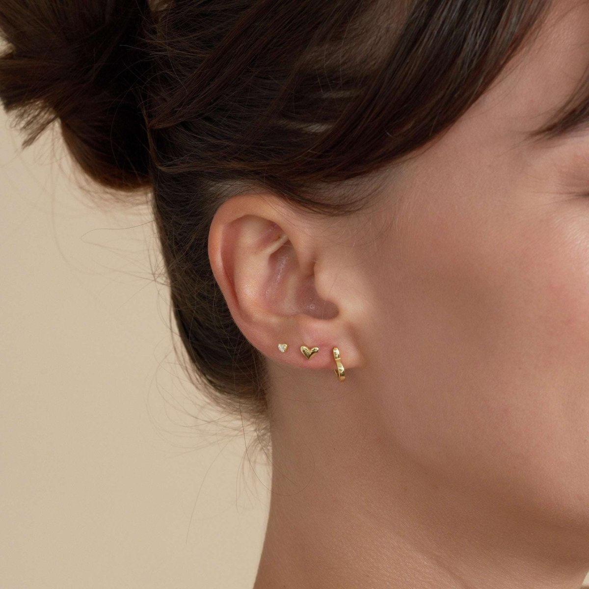 Heart Huggie Hoops in Gold - LÉA