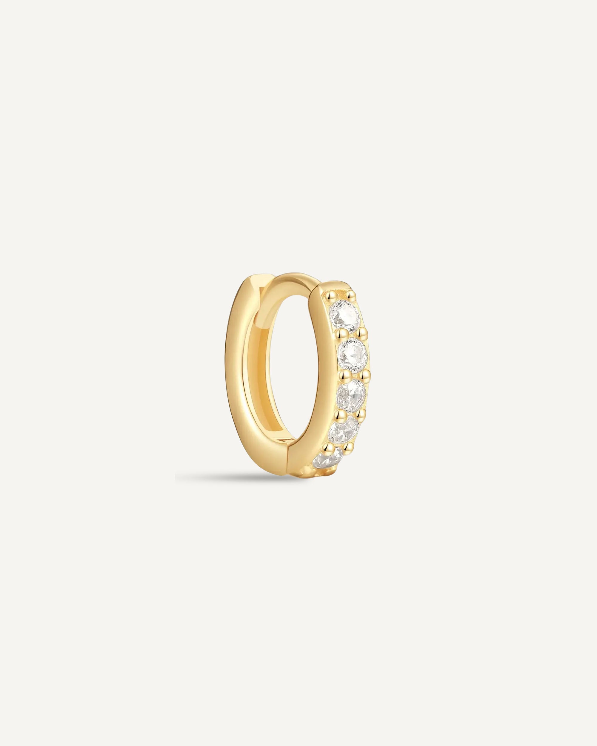 Crystal Paved 6mm Helix Huggie In Gold