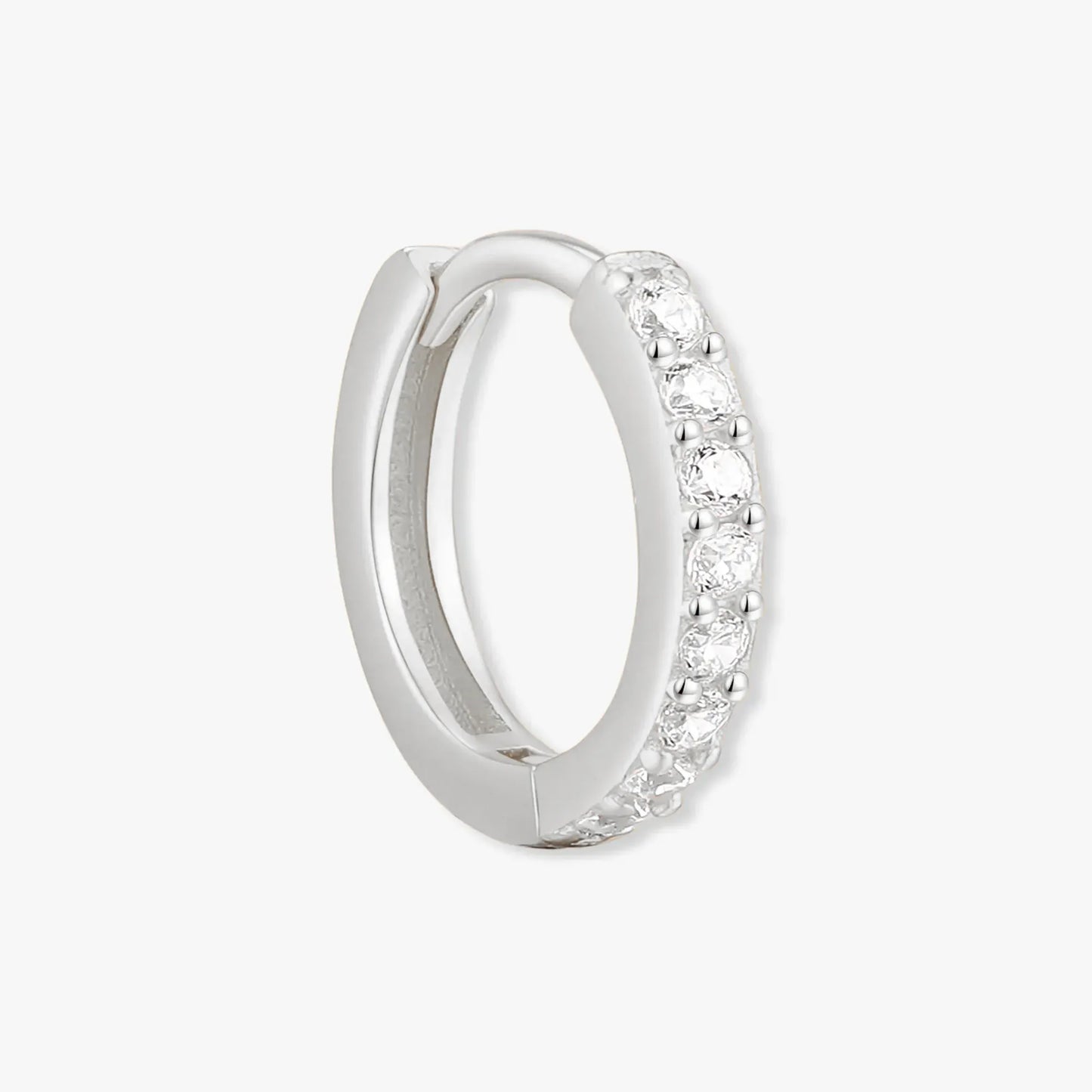 Crystal Paved Huggie Hoops In Silver