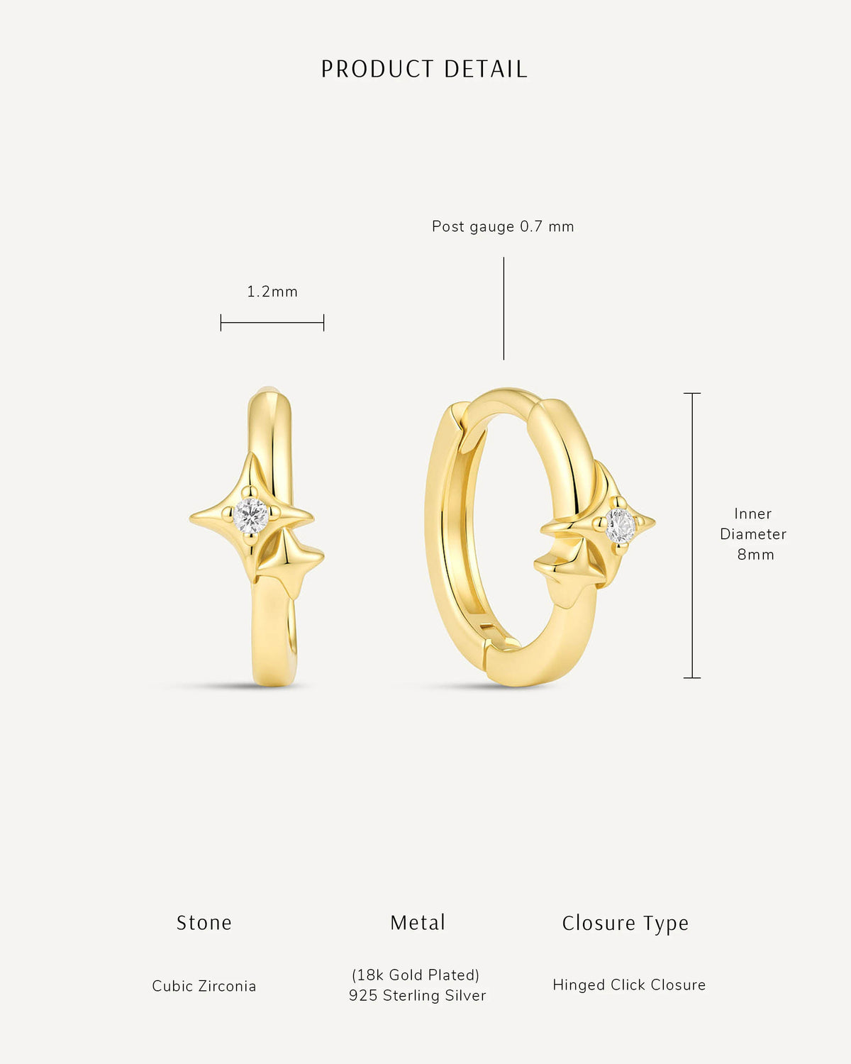 Double Star Crystal Huggie Hoops In Gold