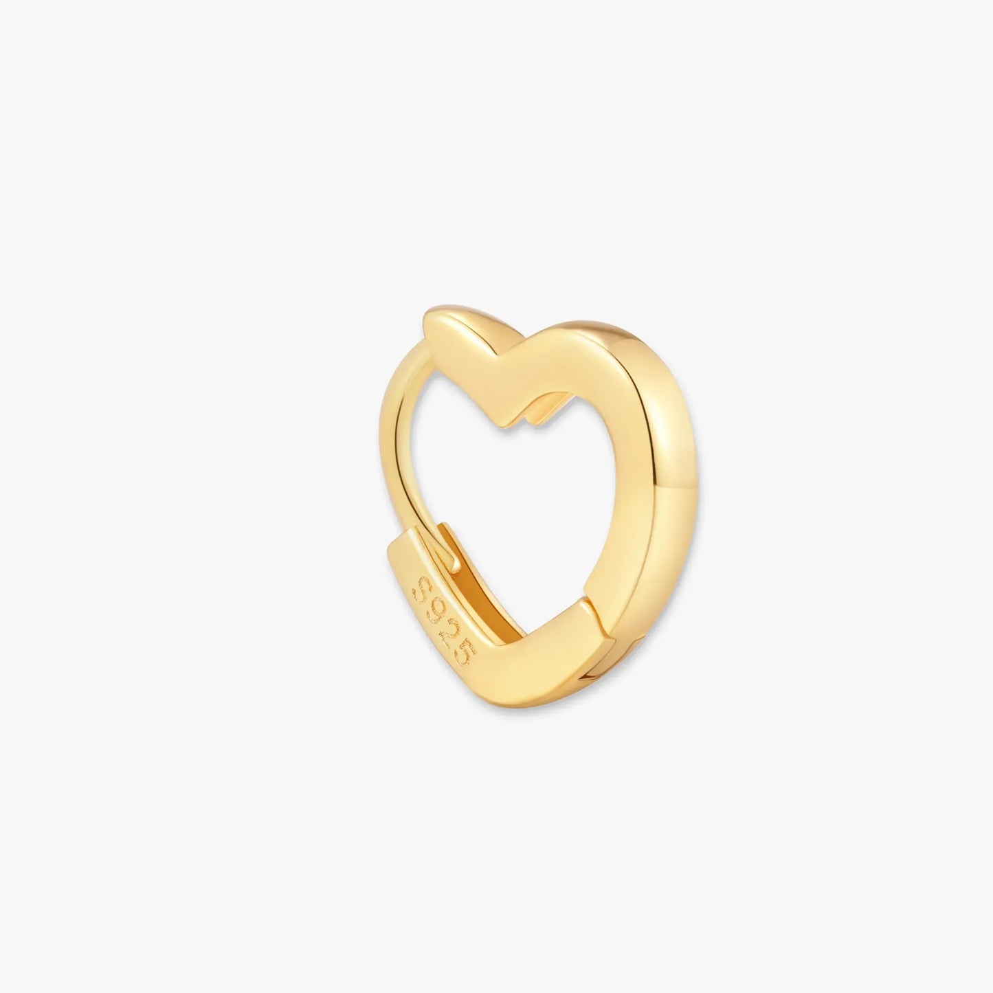 Heart Huggie Hoops in Gold