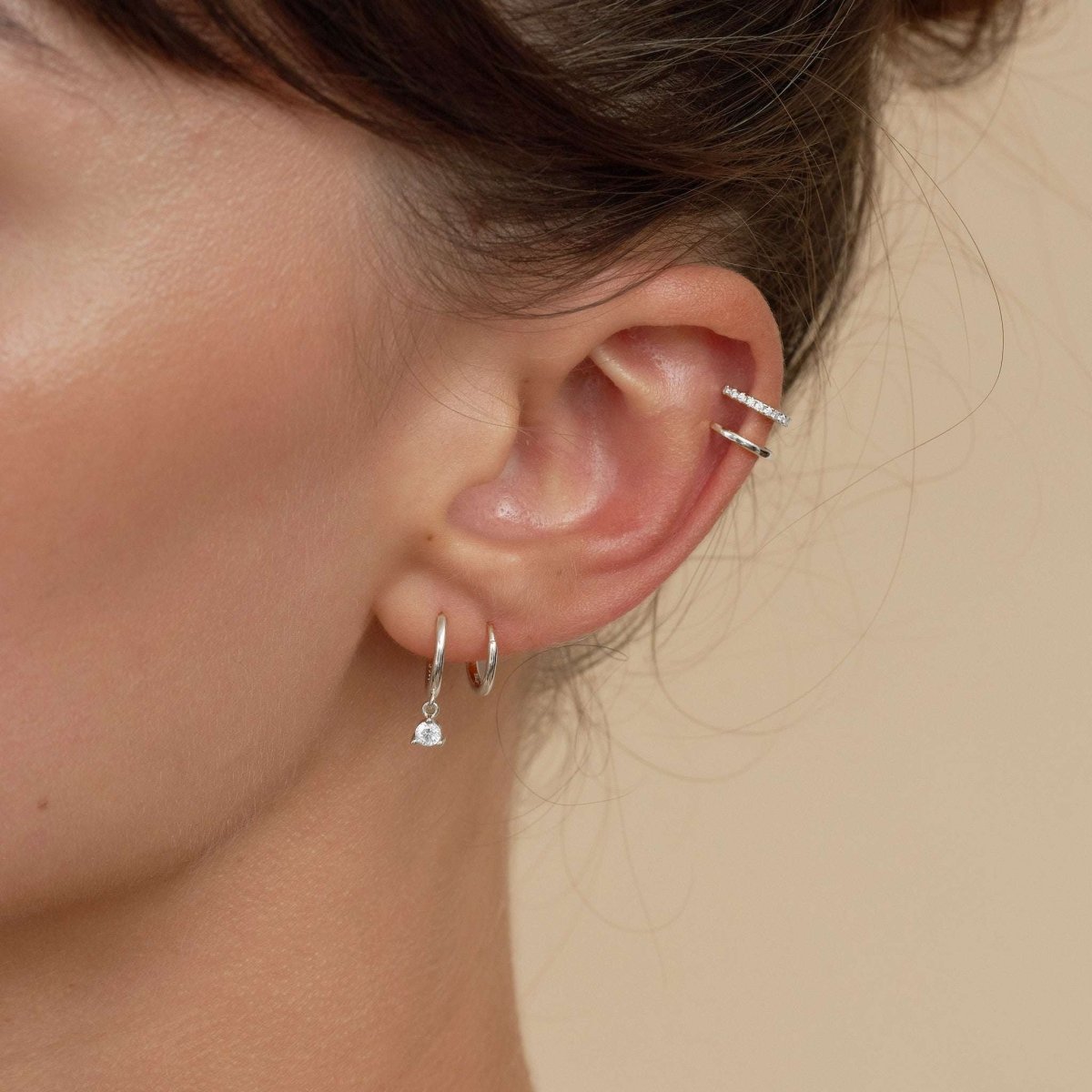 Open Double Band Ear Cuff in Silver - LÉA