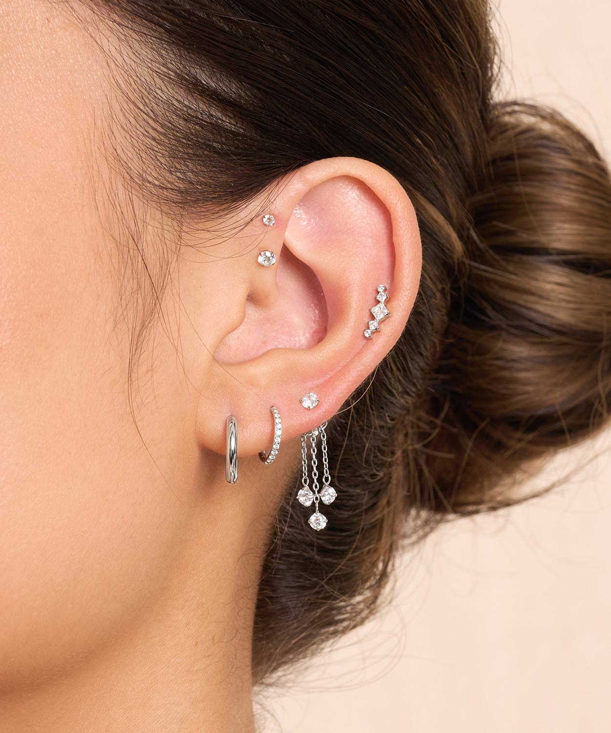 Titanium Essential Huggie Hoops In Silver