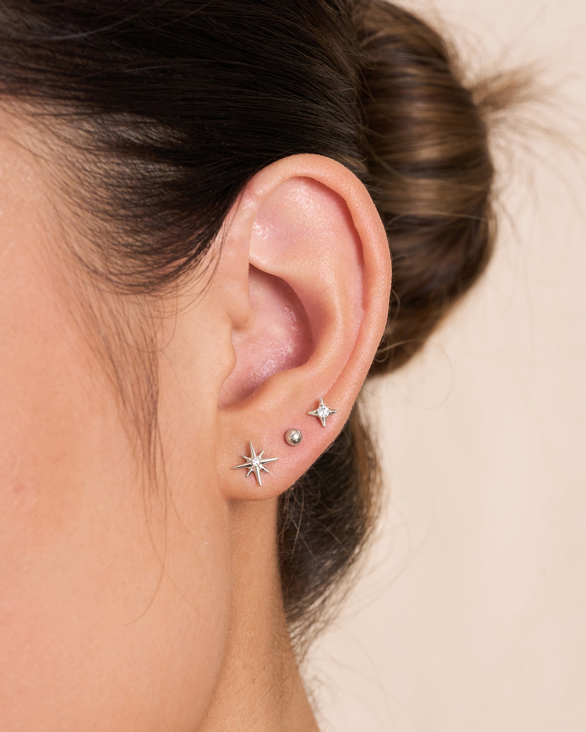 Starburst Titanium Flat Back Studs In Silver