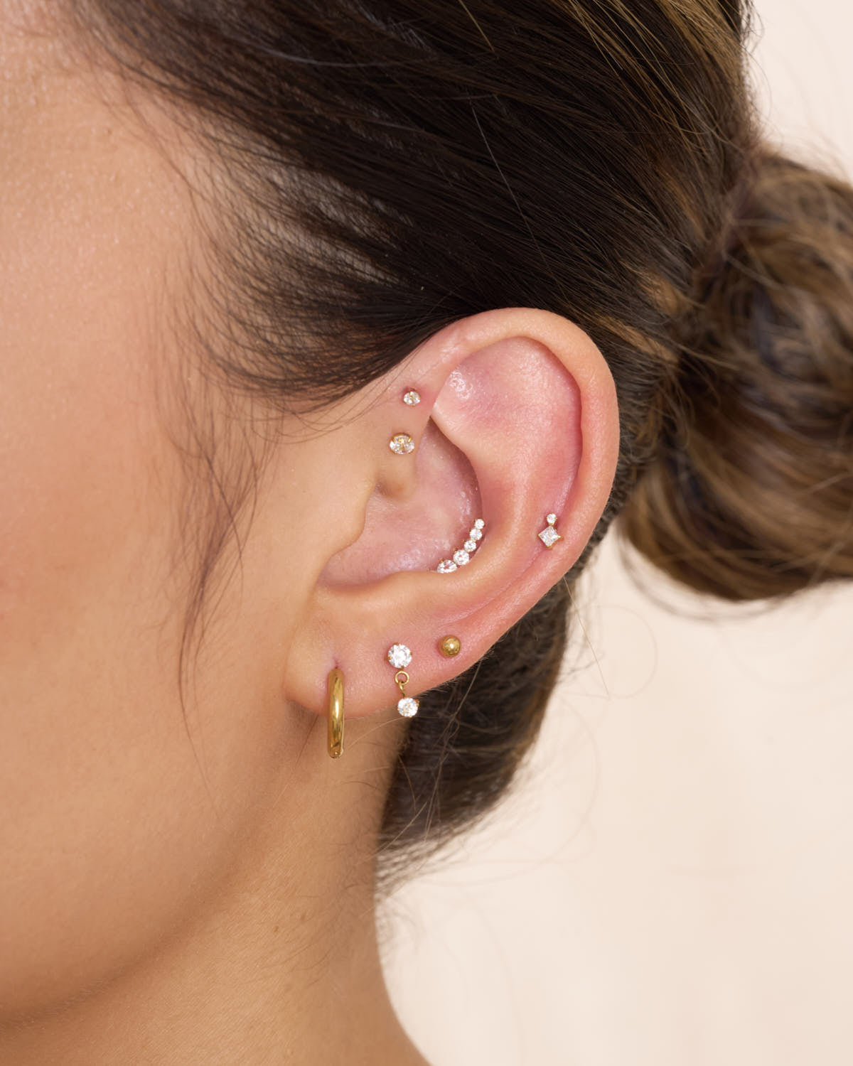 Titanium Princess Duo Flat Back Stud In Gold