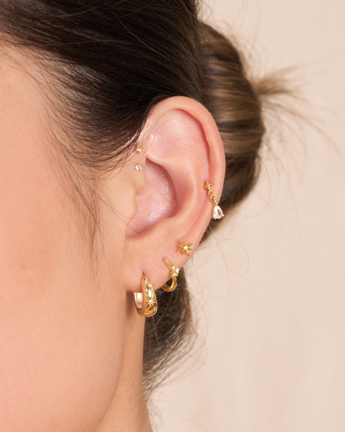 Starburst Barbell Studs in Gold