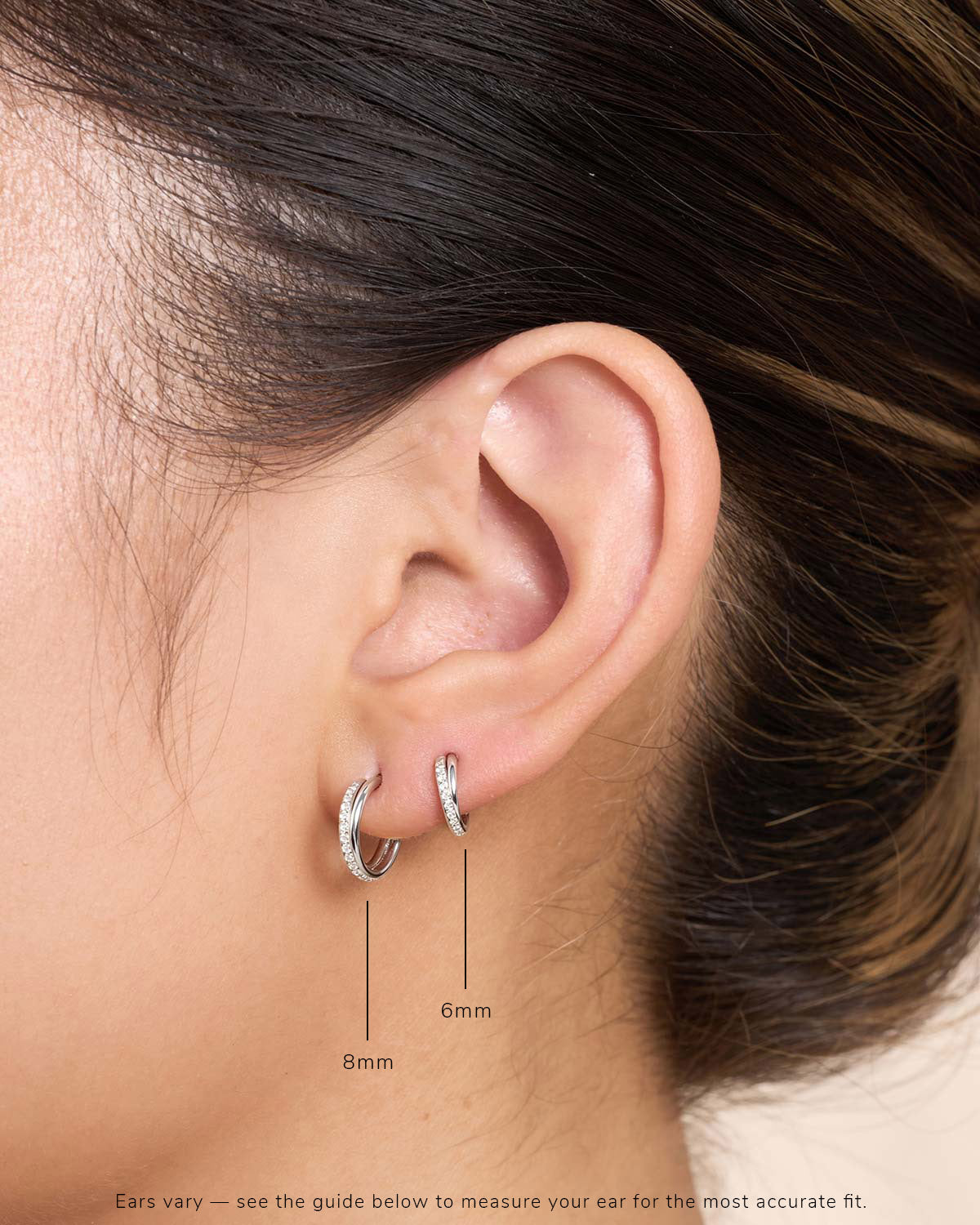 Titanium CZ Crossover Paved Helix Clicker In Silver