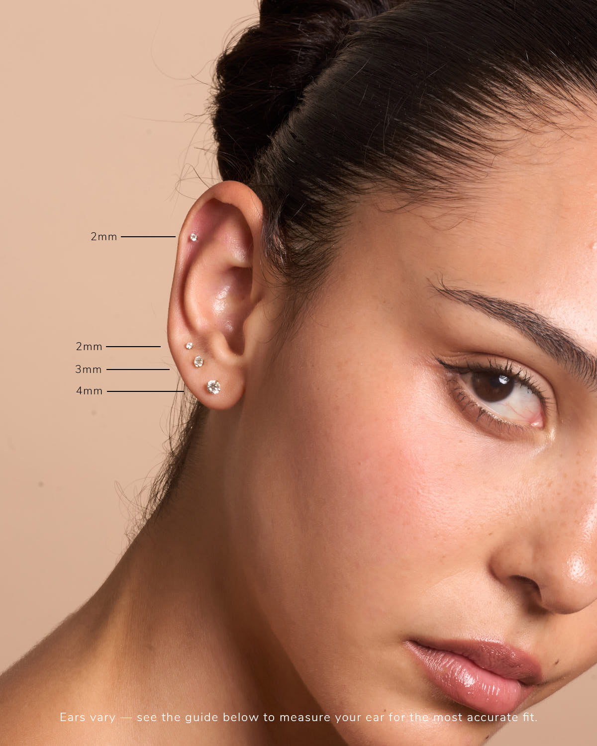 Titanium Crystal Flat Back Studs Set In Gold