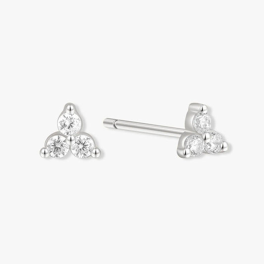 Triple Topaz Piercing Studs In Silver - LÉA
