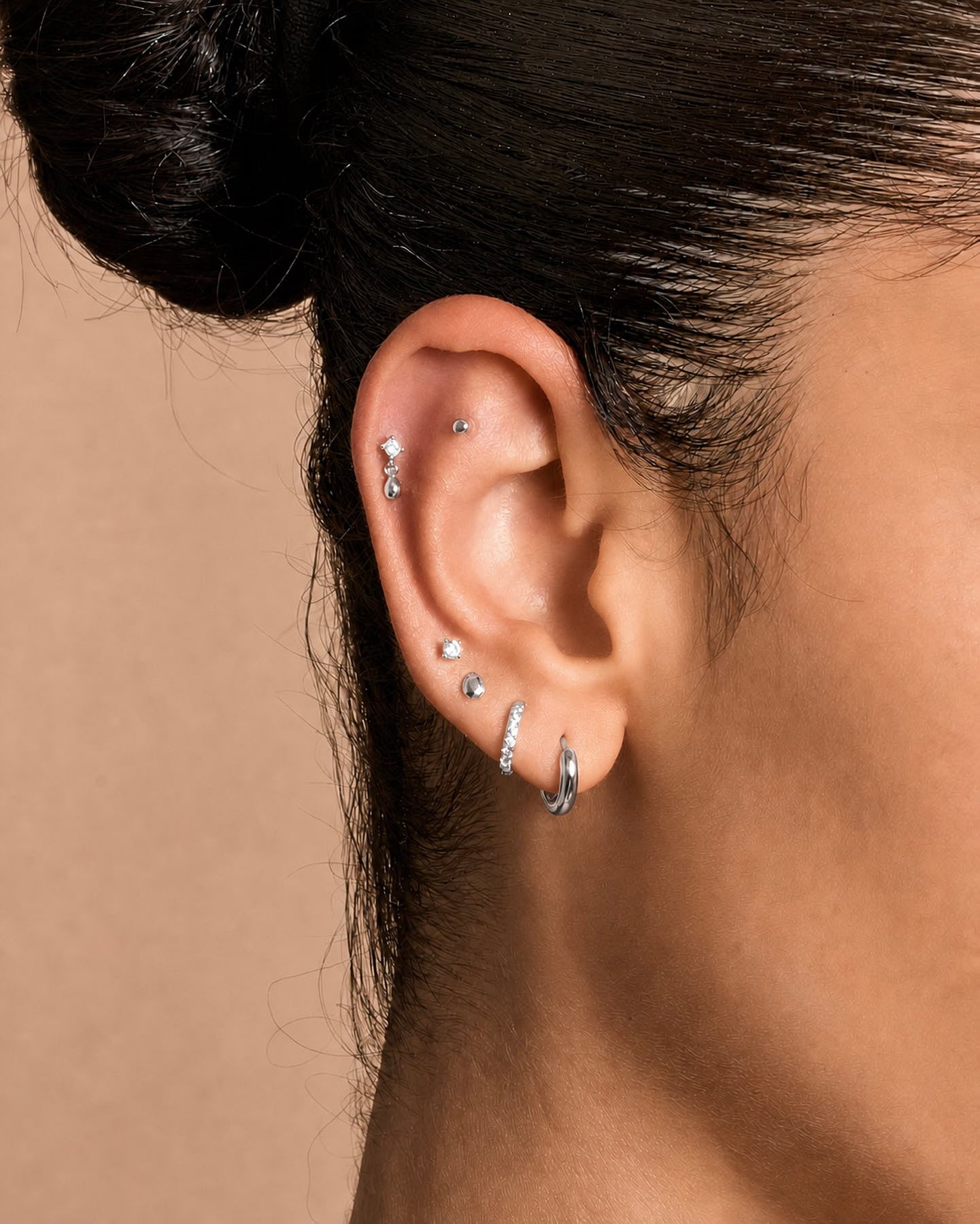 Crystal Teardrop Drop Flat Back Stud In Silver