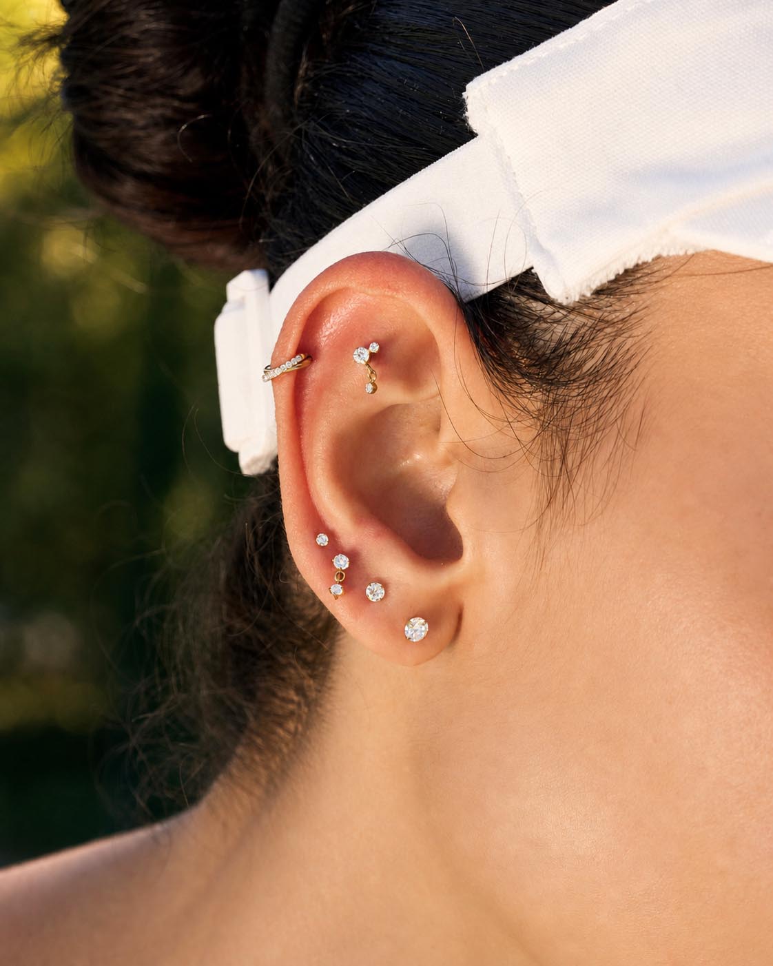 Titanium Crystal Drop Flat Back Stud In Gold