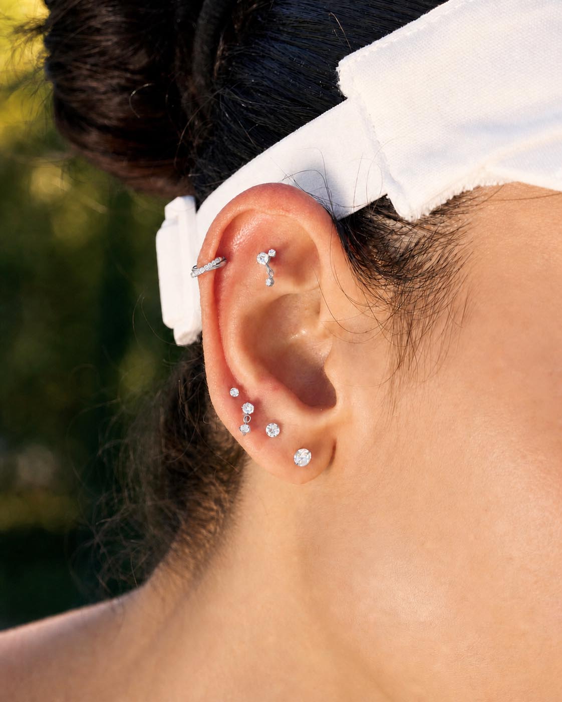 Titanium Crystal Drop Flat Back Stud In Silver
